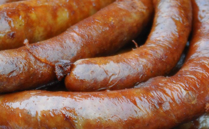 Spicy street food sausage