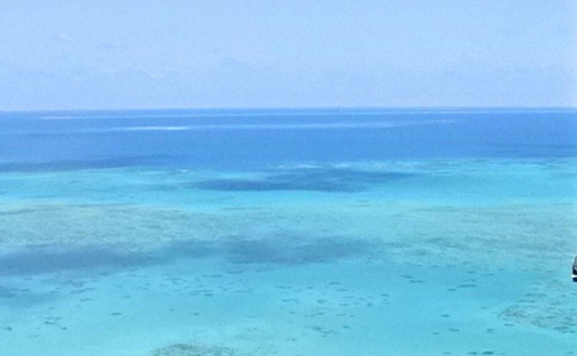 Helicopter over the Great Barrier Reef