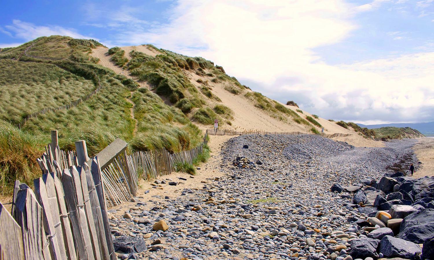 A rocky pathway heading for the beach in Strandhill, Ireland.