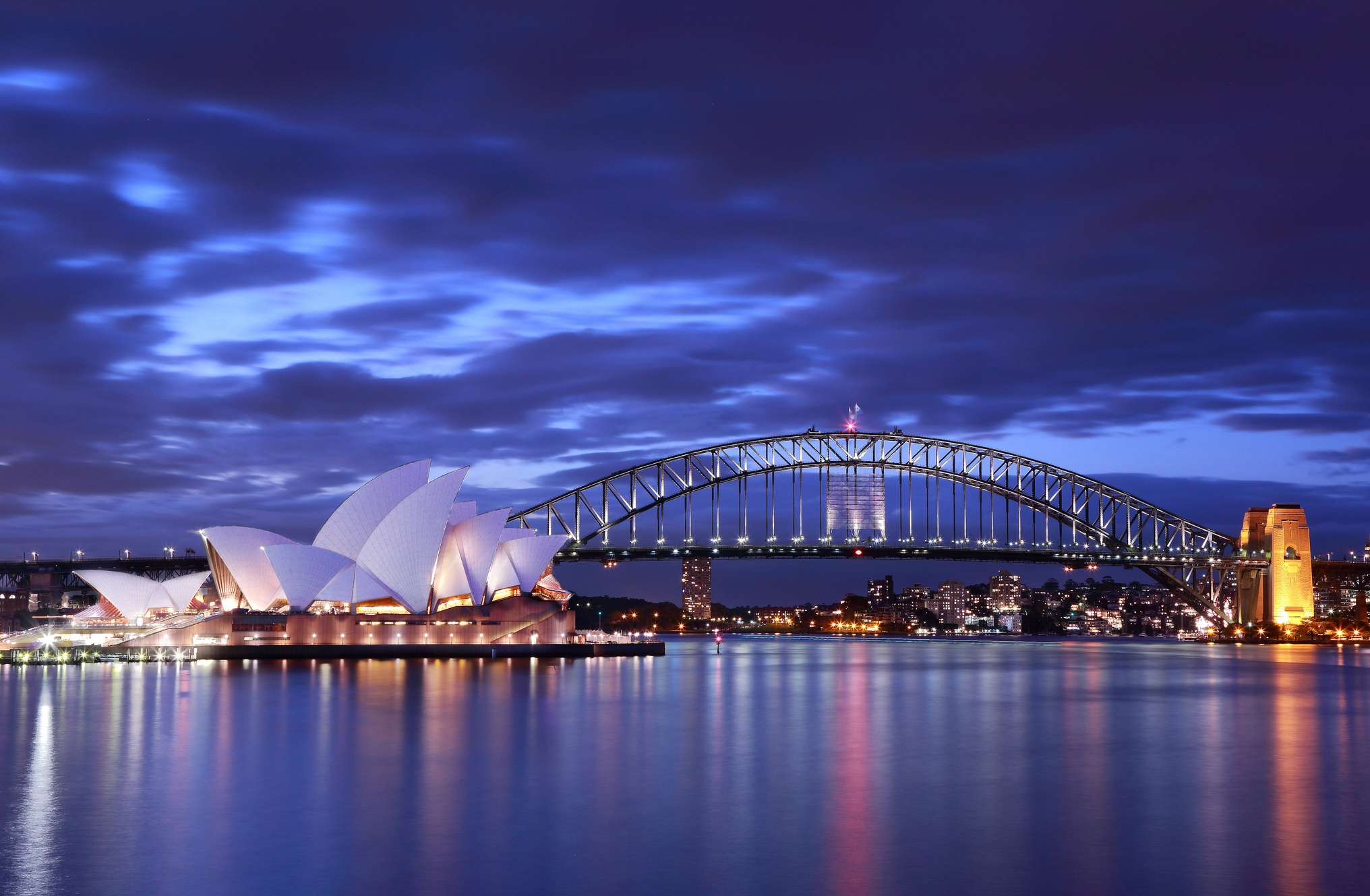 The Sydney Harbour Bridge and Sydney Opera House at twilgiht.