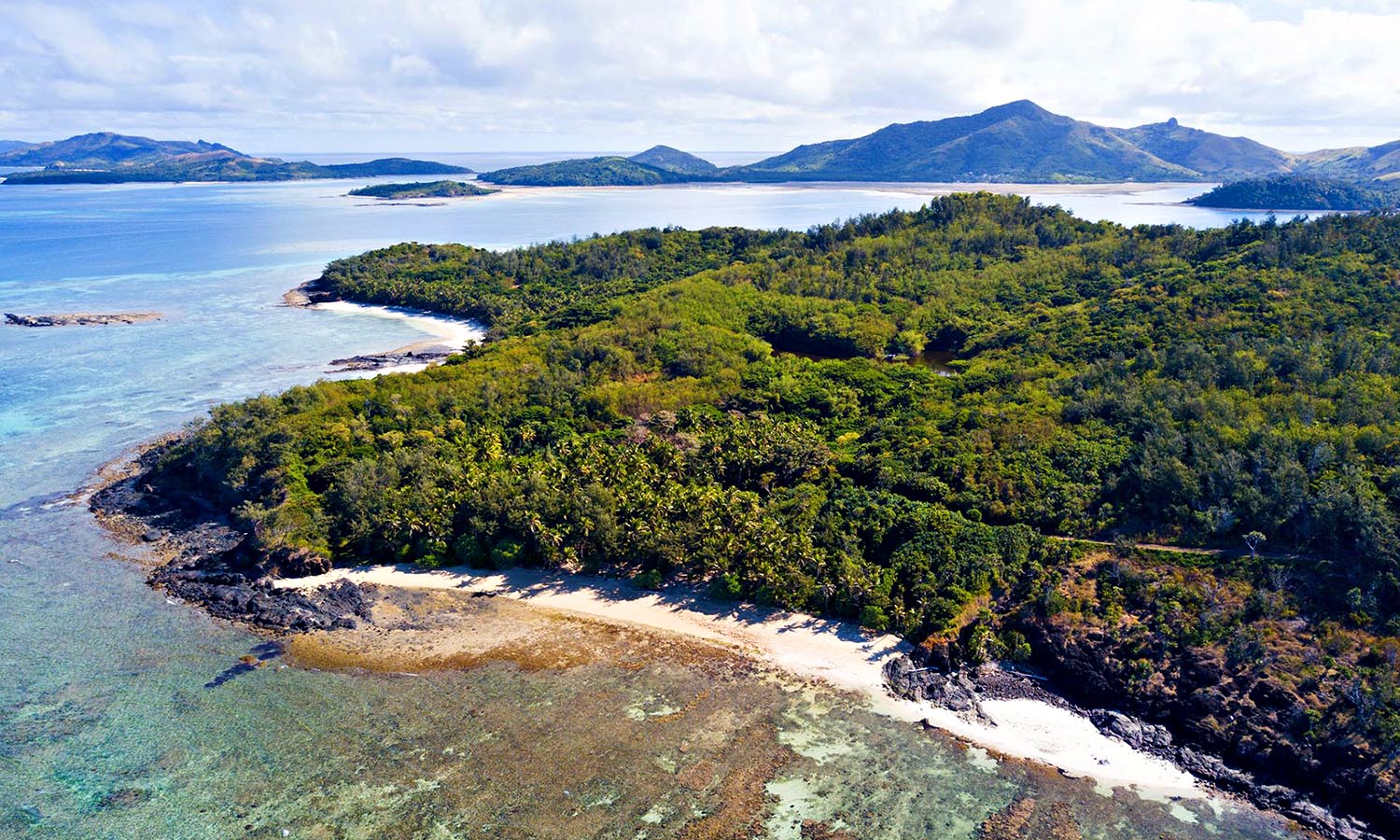 A private beach on Turtle Island.