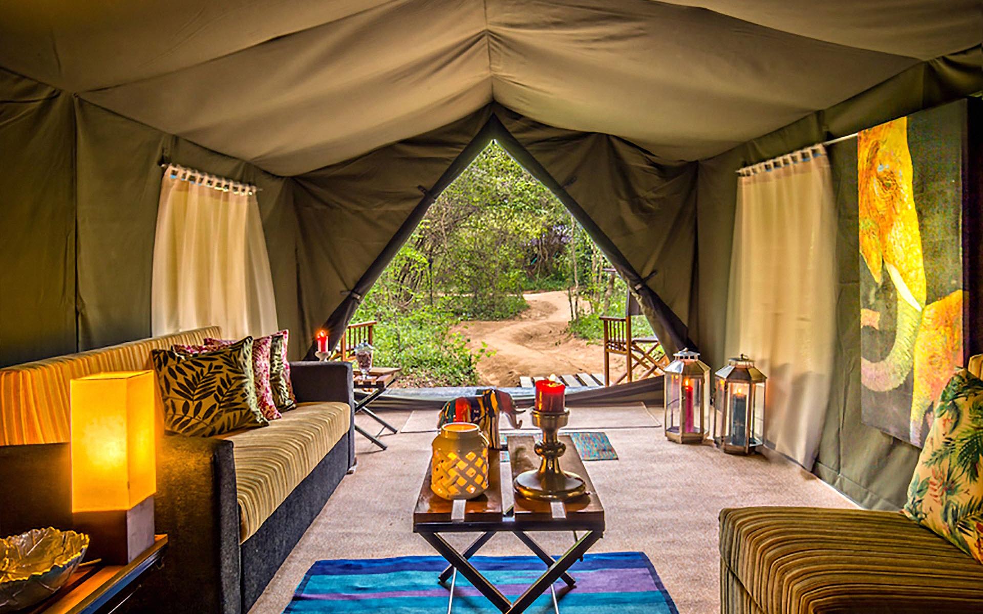 Yala camp—one of Mahoora's mobile luxury eco camps. 
