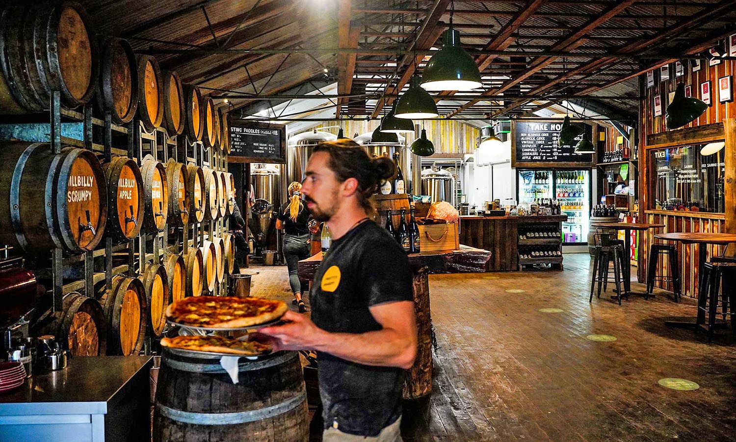The Hillbilly Cider mill shed in Billpin is a local's favourite. Grab a dry cider and Hawaiian pizza.