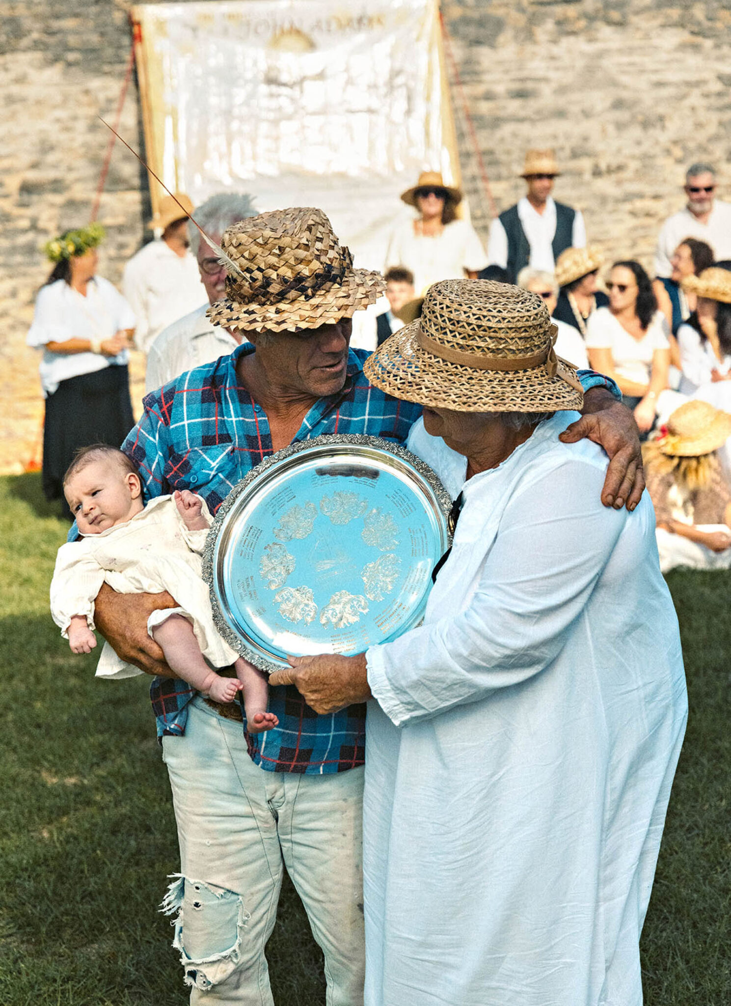A member of the Buffet family, presented with an award for services to the island. 