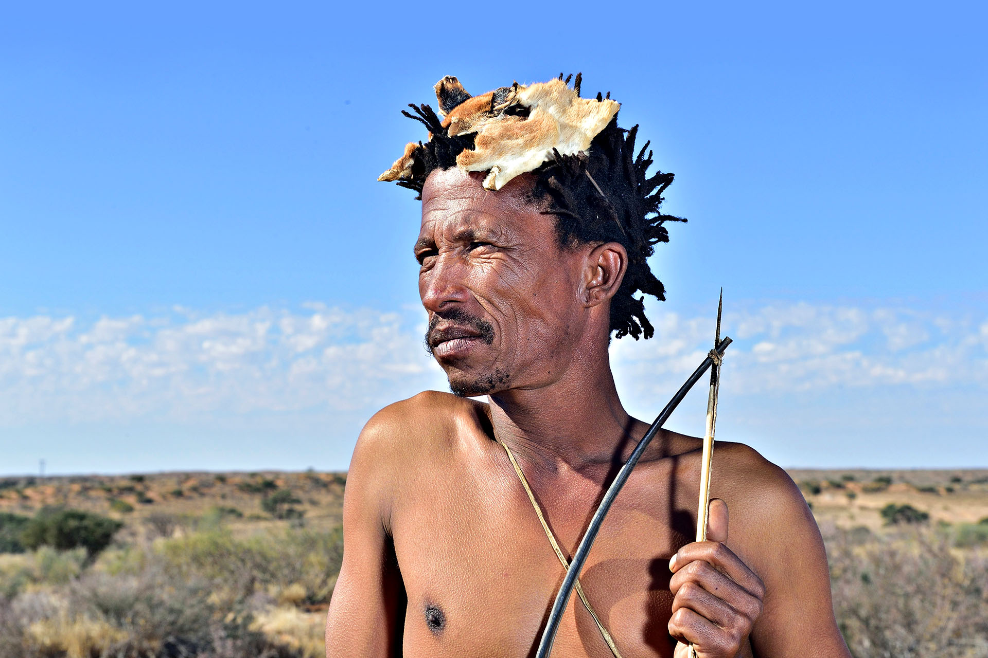 A local man from Botswana wearing traditional dress.