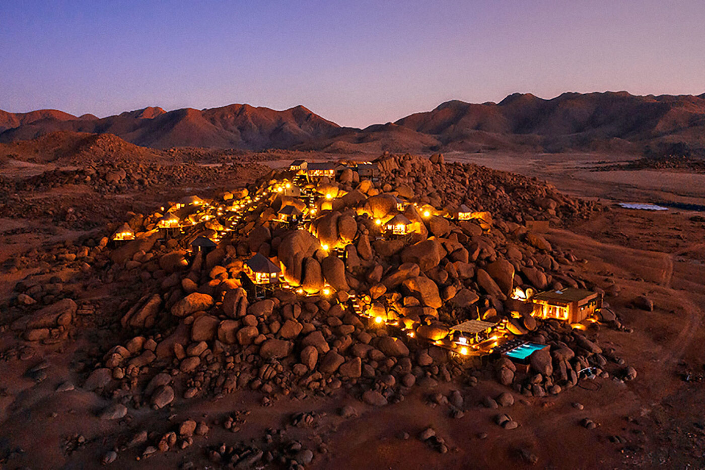 Zannier Hotels Sonop carved into the rocky landscape of Sonop Farm in Namibia.