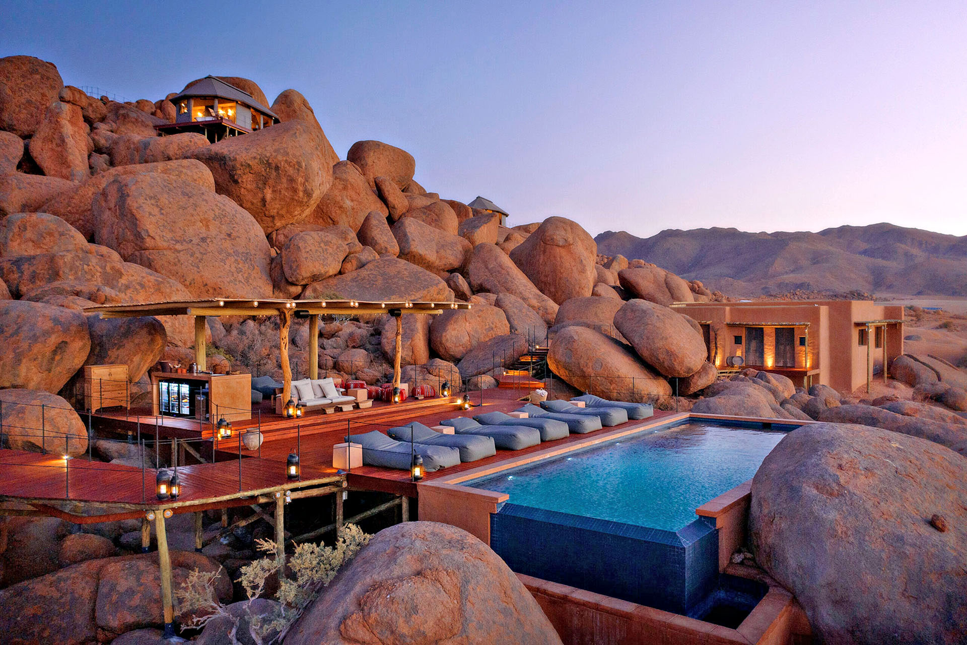Zannier Hotels Sonop carved into the rocky landscape of Sonop Farm in Namibia.