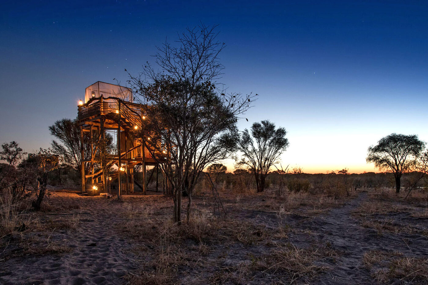 The raised exterior of Khwai Skybed in Botswana.