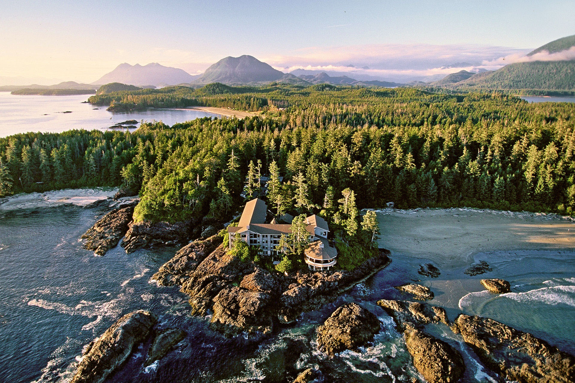 A bird's eye view of the stylish and incredibly cosy Wickanninish Inn.