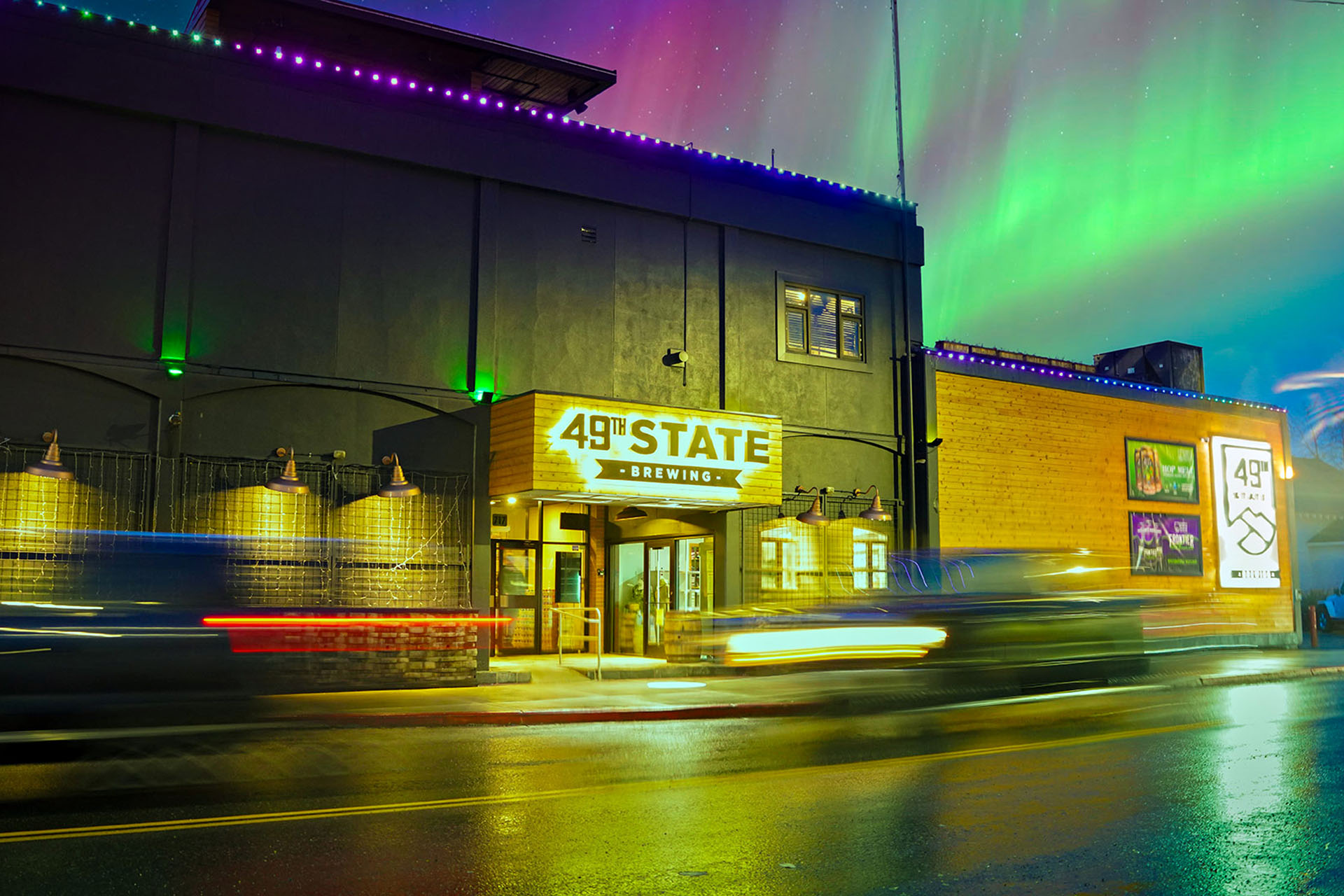 Any night at the 49th State Brewing will make you see lights, either in the sky or in your glass.