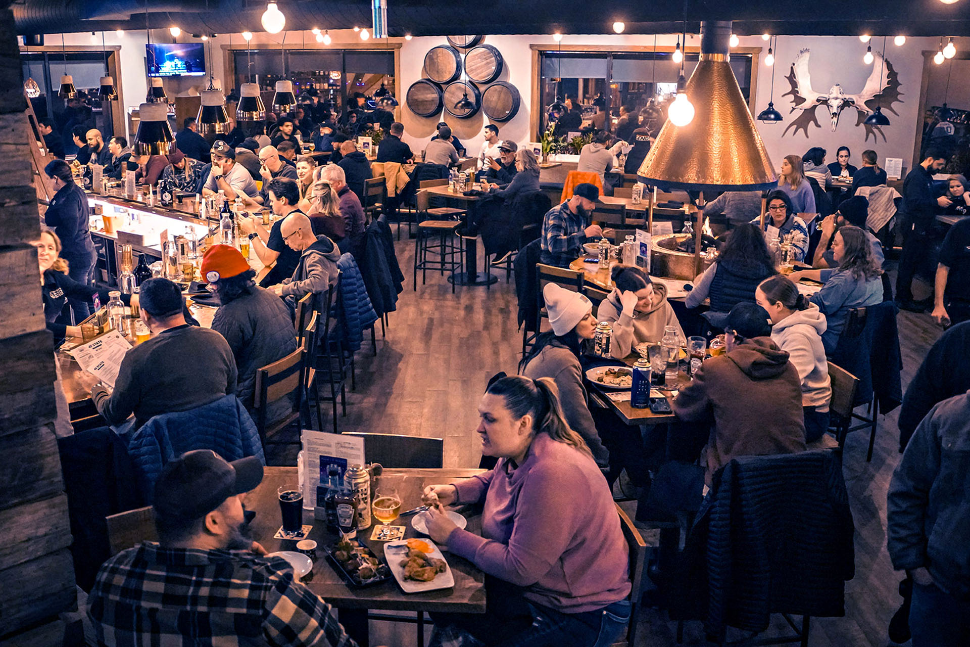 The cosy interior of 49th State Brewing.