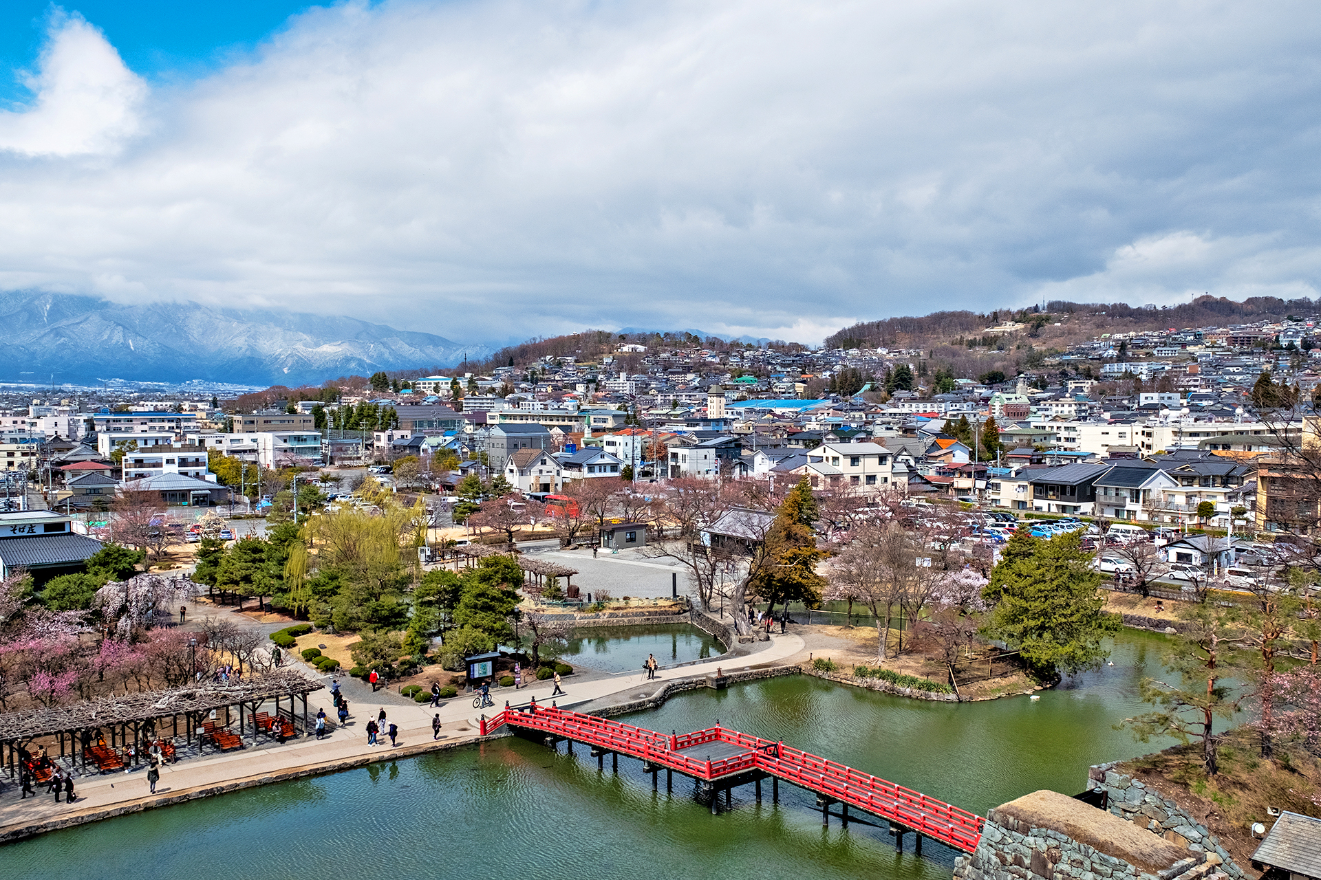 Views across Matsumoto Castle’s grounds and the ancient town.