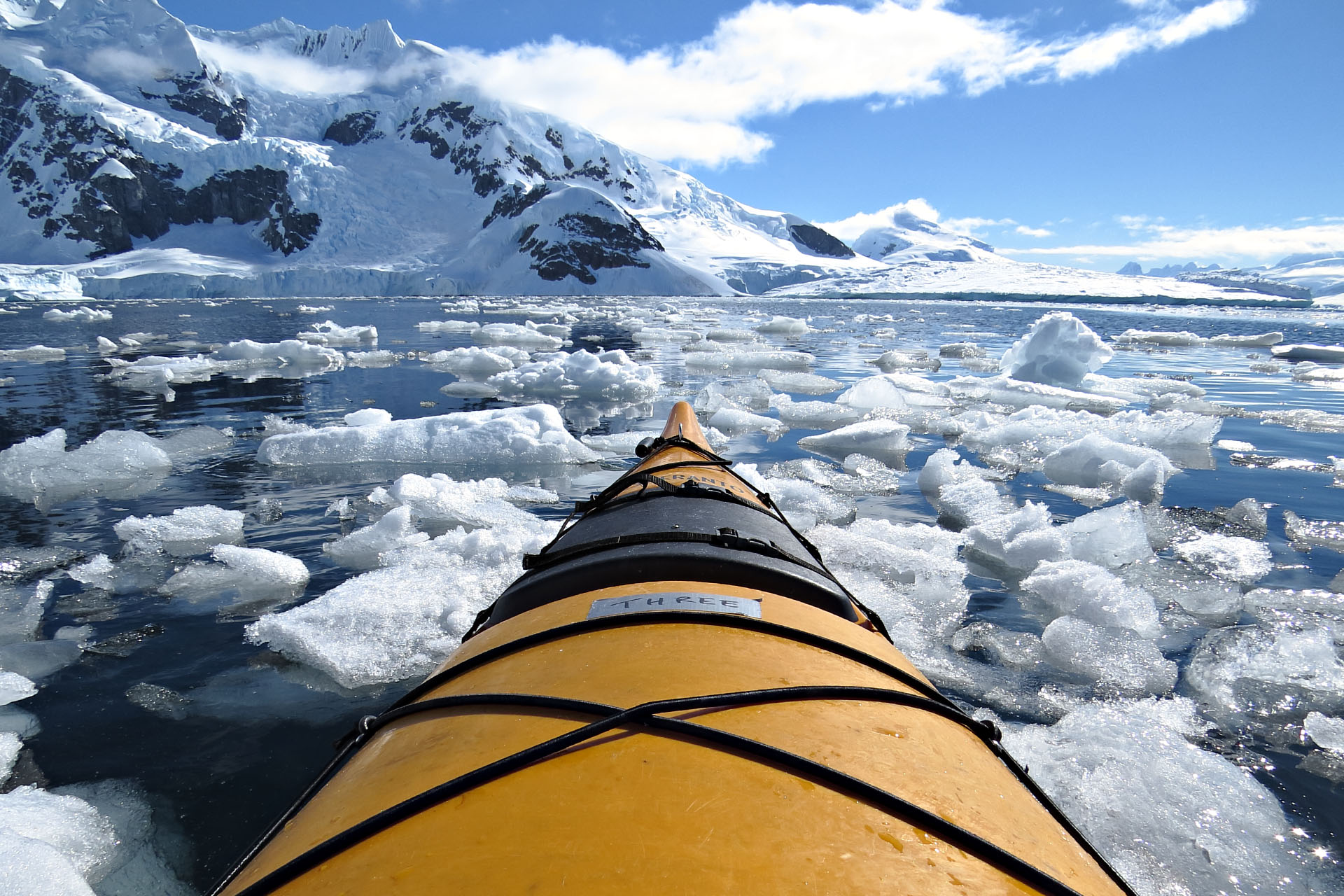 Kayaking among icebergs in Paradise Bay.