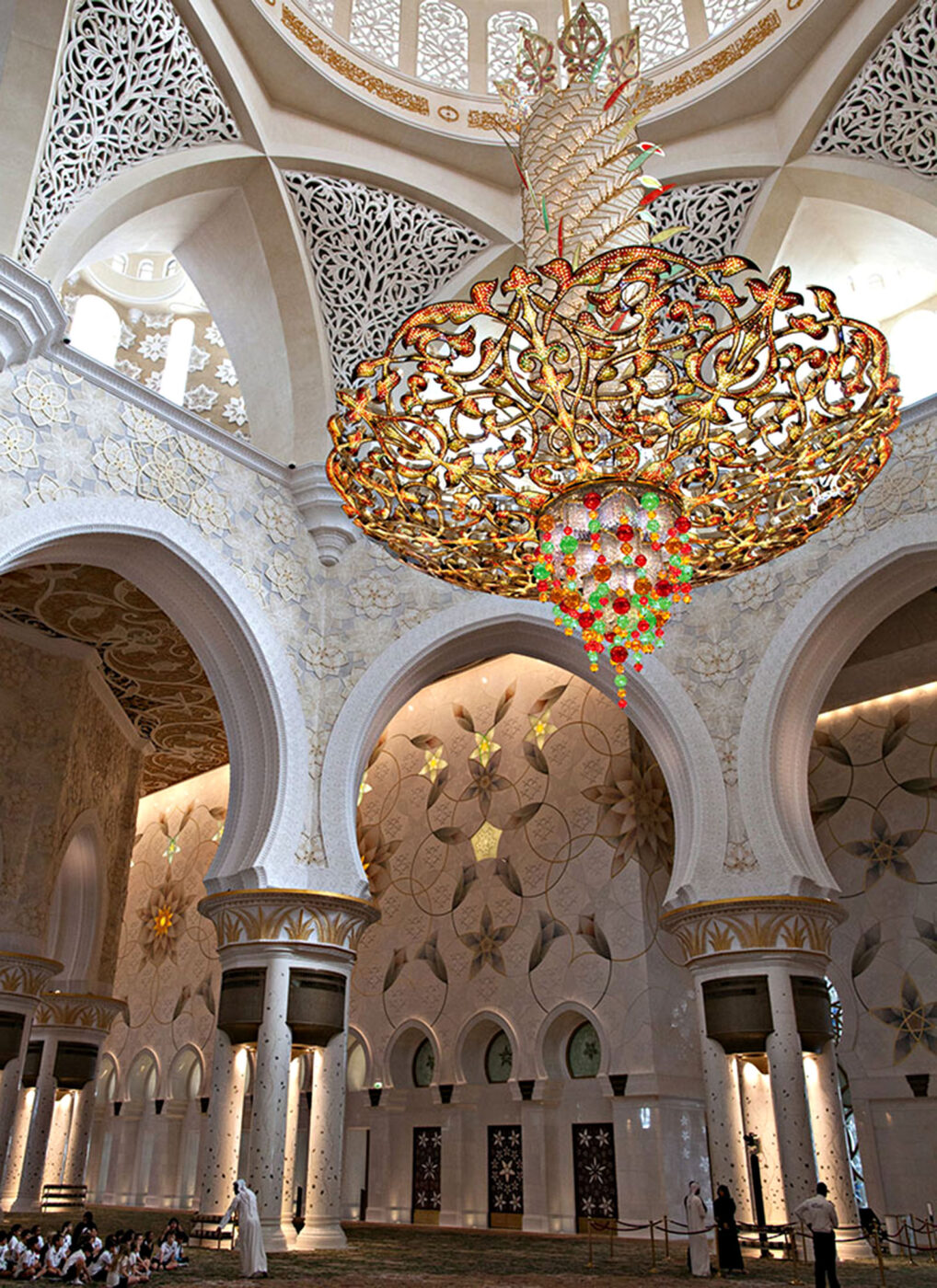 The awe-inspiring interior of Sheikh Zayed Mosque.