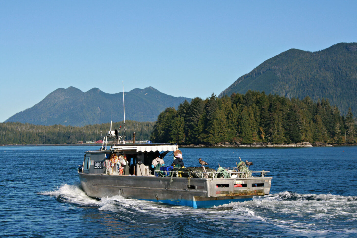 A fishing boat on Clayoquot Sound, Vancouver Island.