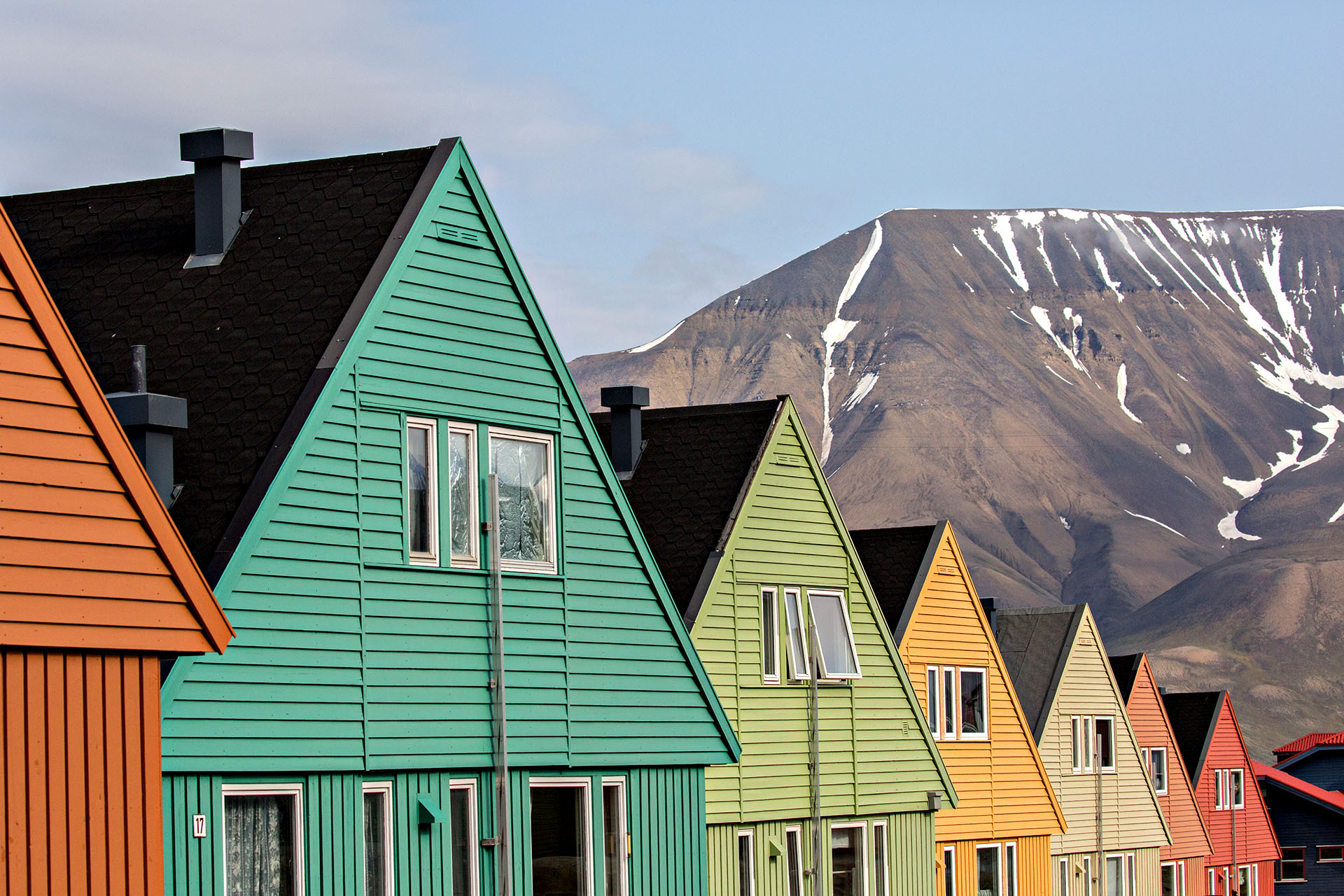 Longyearbyen houses add a splash of colour to the landscape.