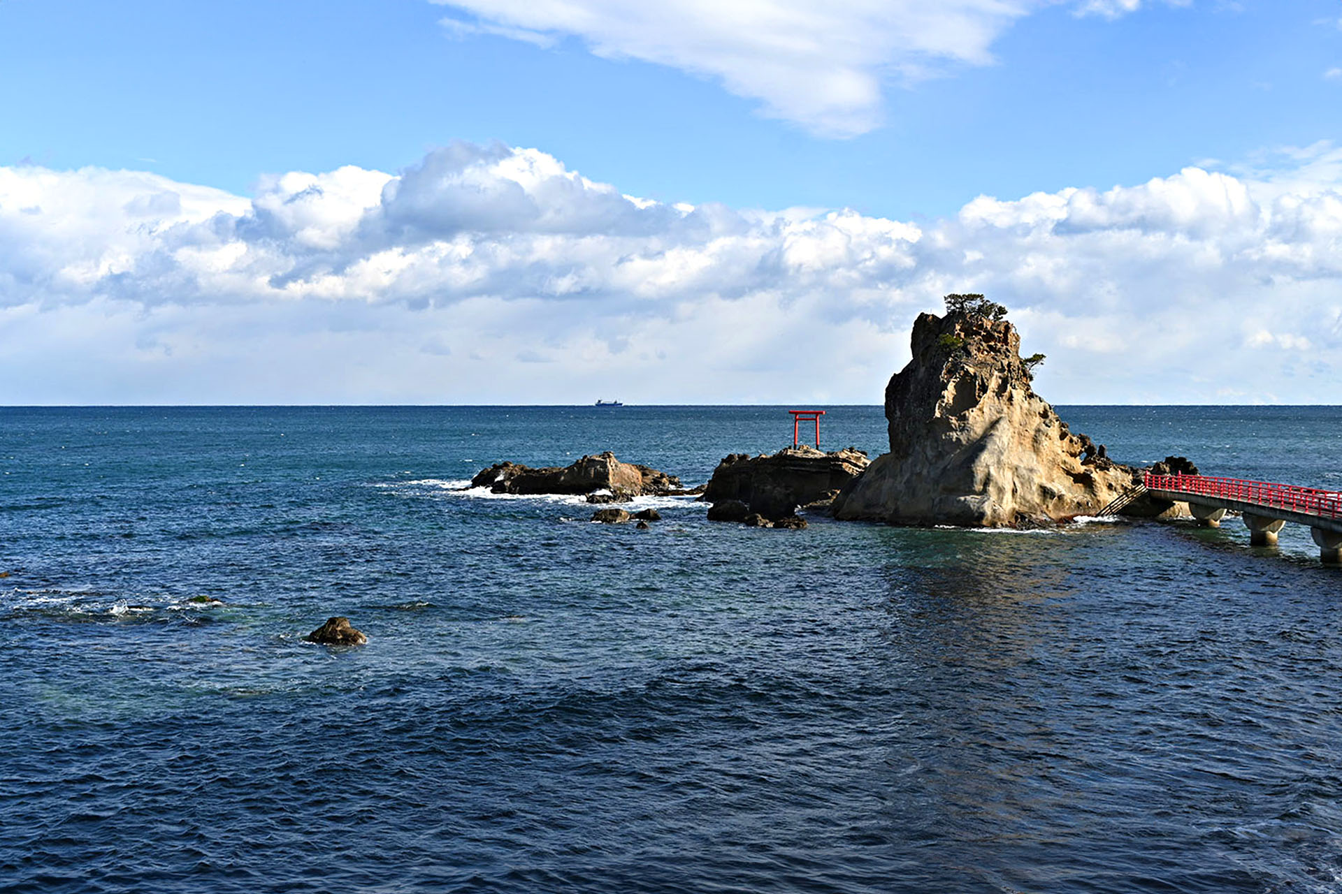 Remarkably the shrine’s red Tori gate survived the tsunami.