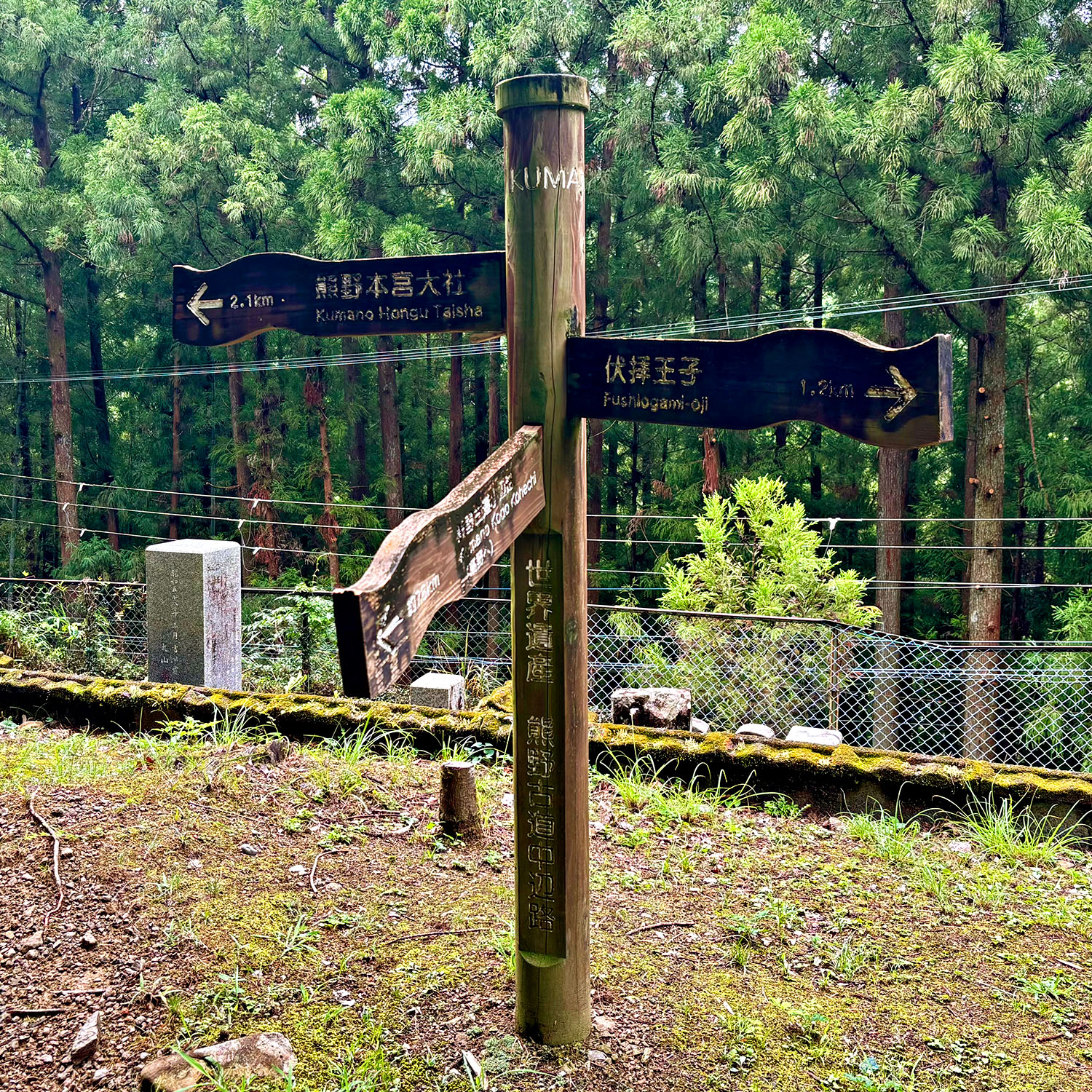 A signpost at the start of the Kumano Kodo trail in Japan. 
