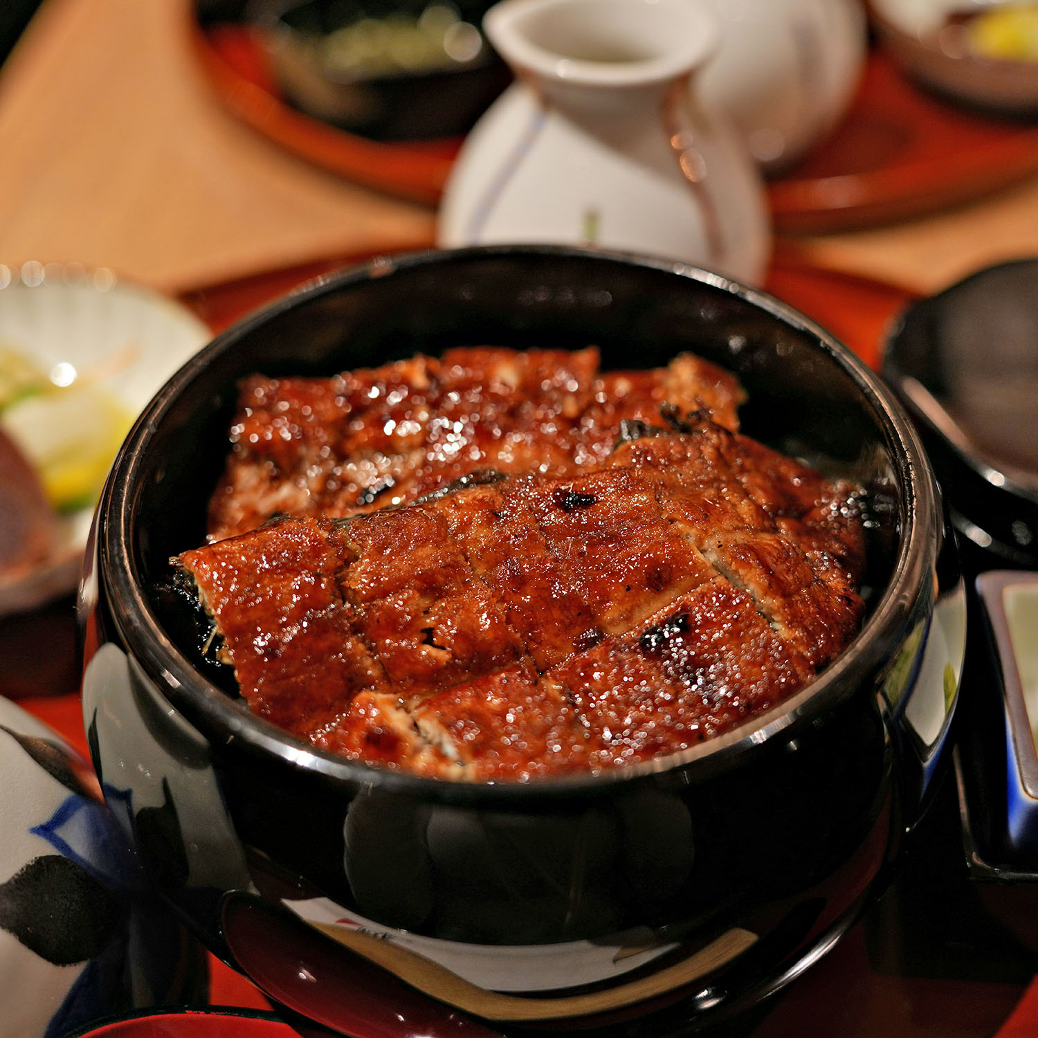 Smoky unagi on a bed of rice. 