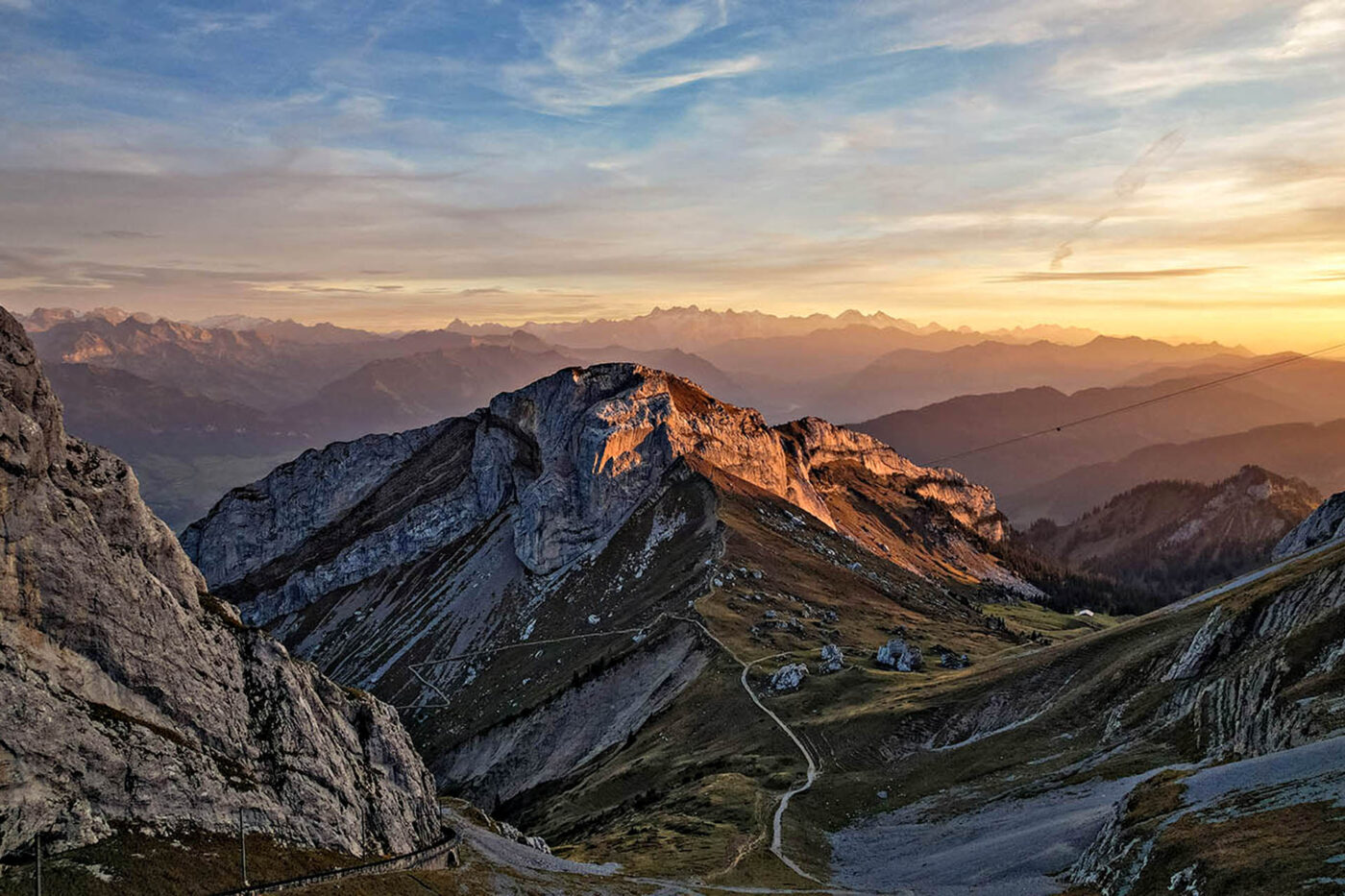 Scenic view of the Uri Alps from Mount Titlis.
