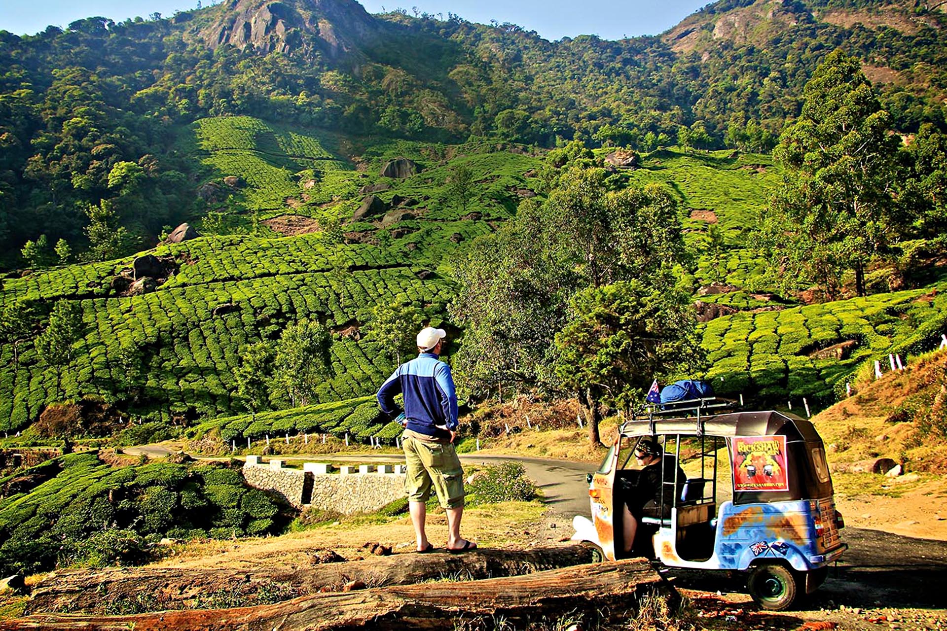 Taking time out to enjoy the view during the Rickshaw Run.