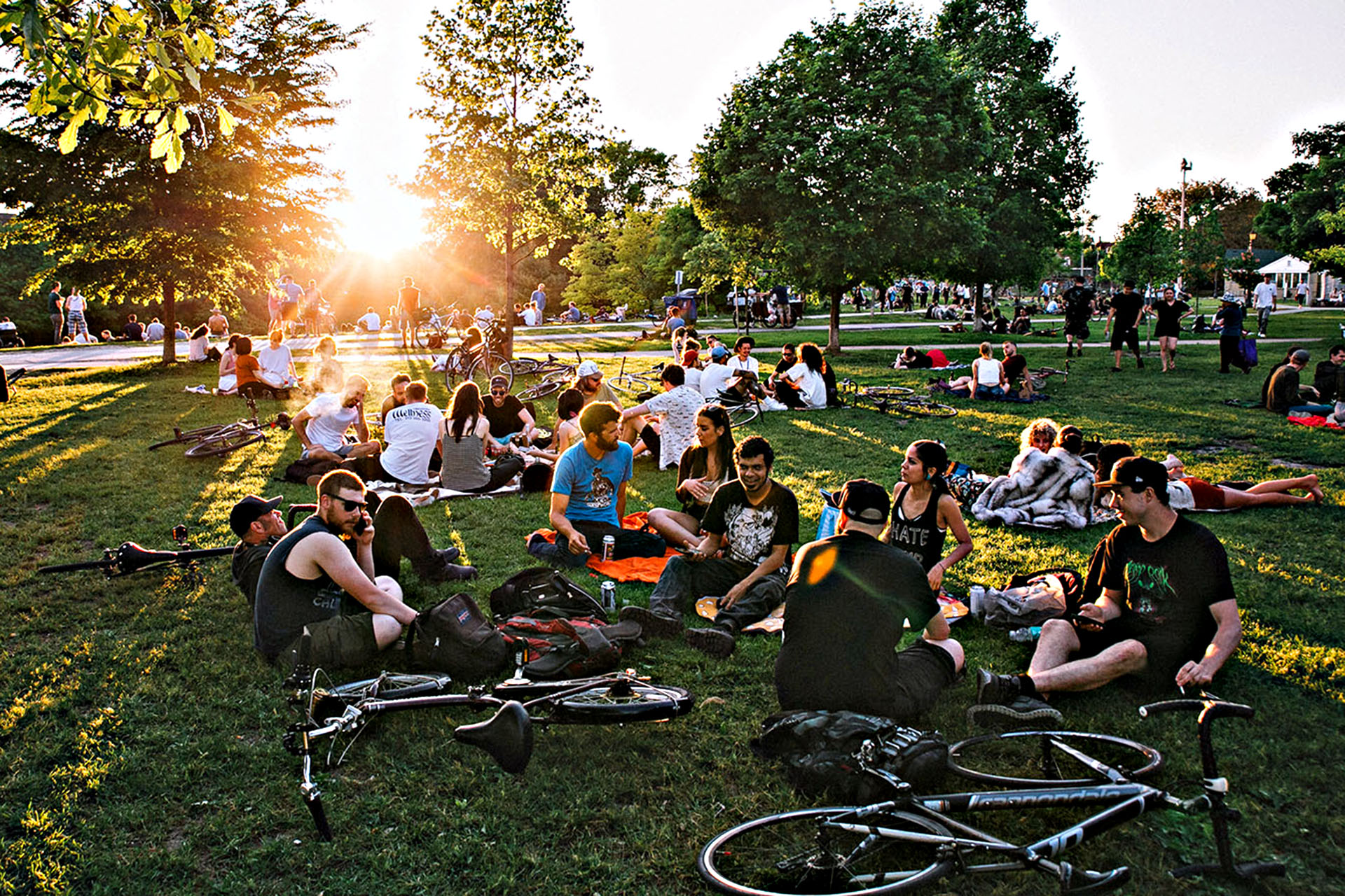 Warm evenings are best spent hanging out at Trinity Bellwoods park.