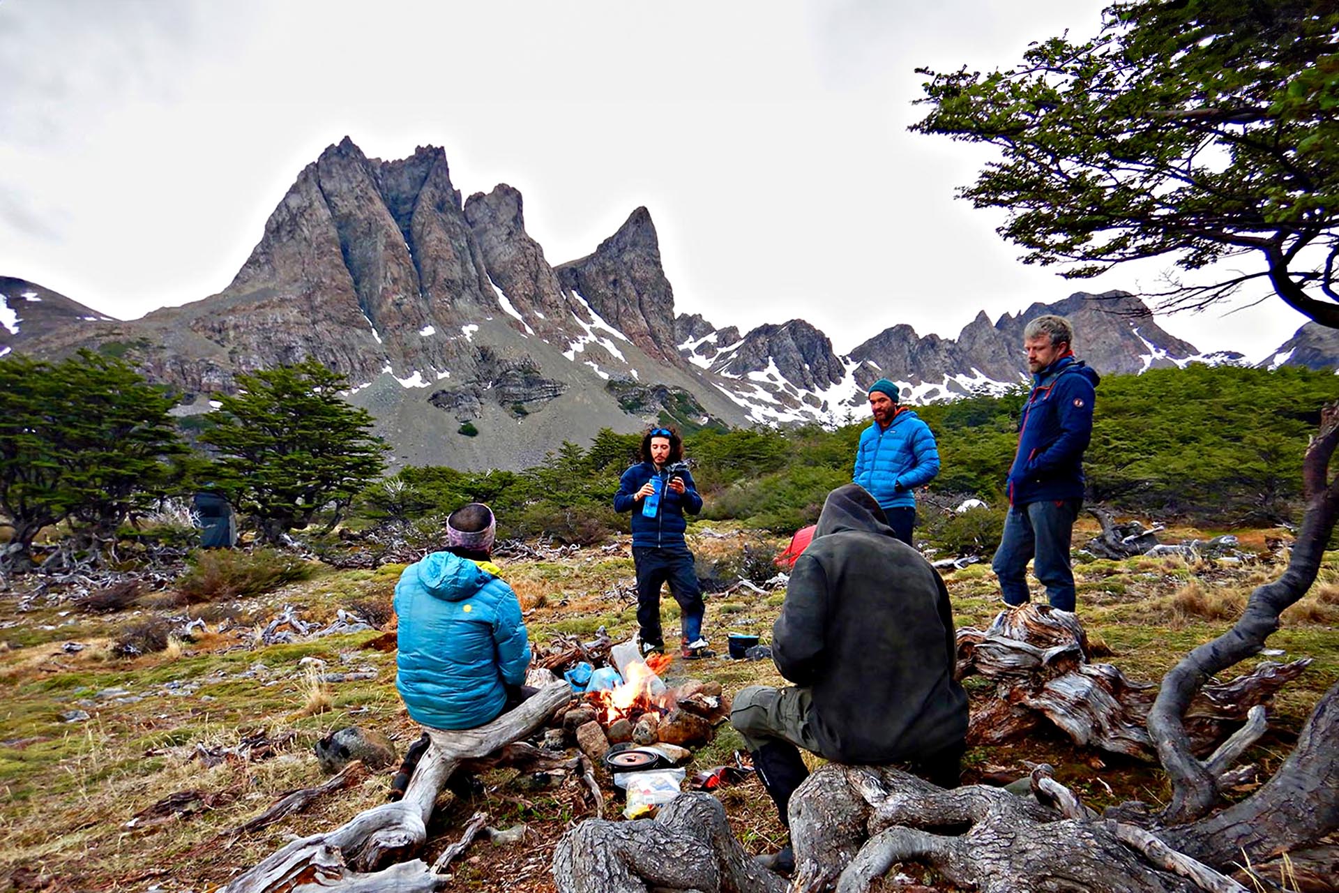 Cooking dinner beneath the towers of Cerro Clem.