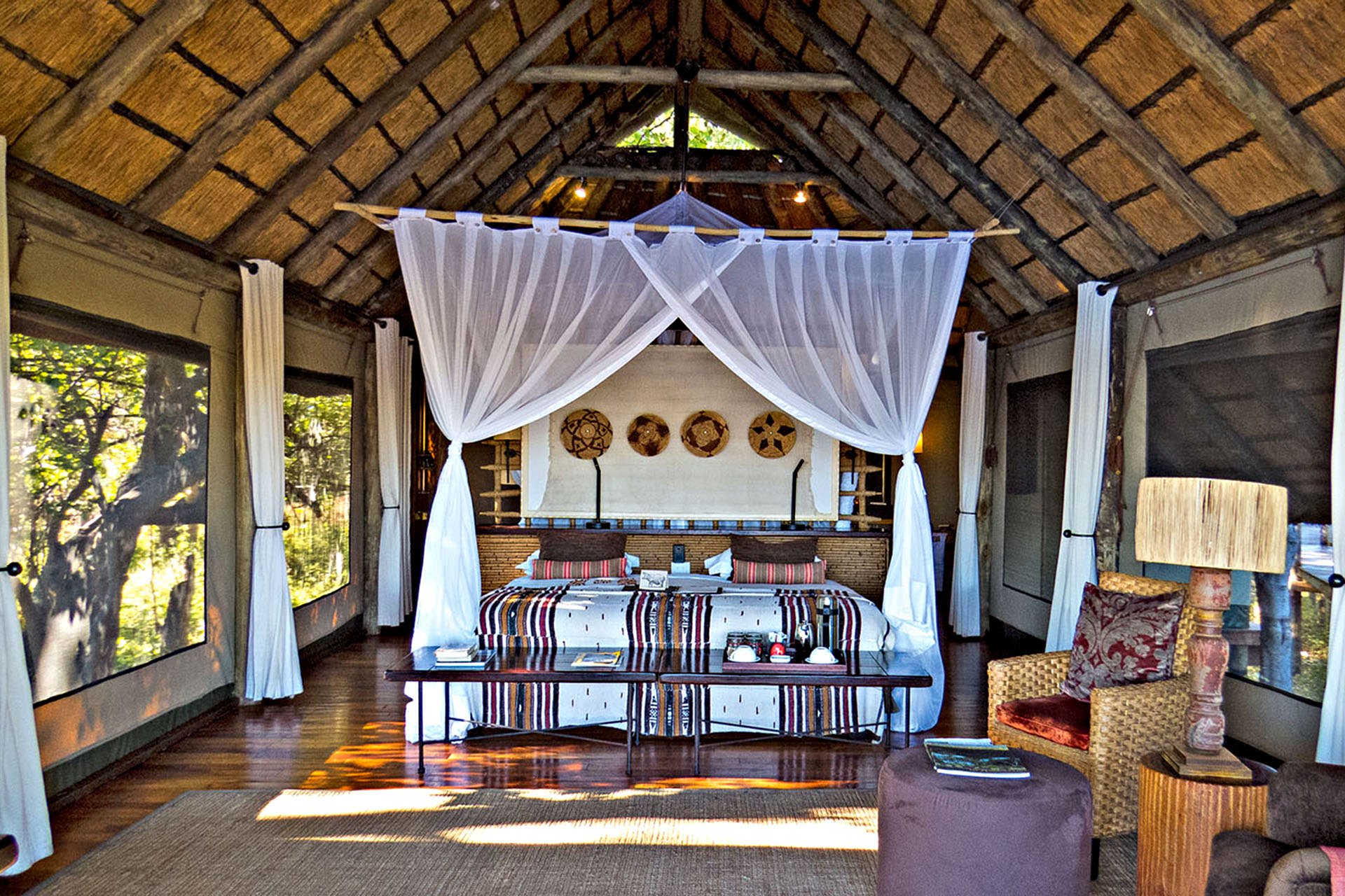 Inside the Savuti Camp tents.