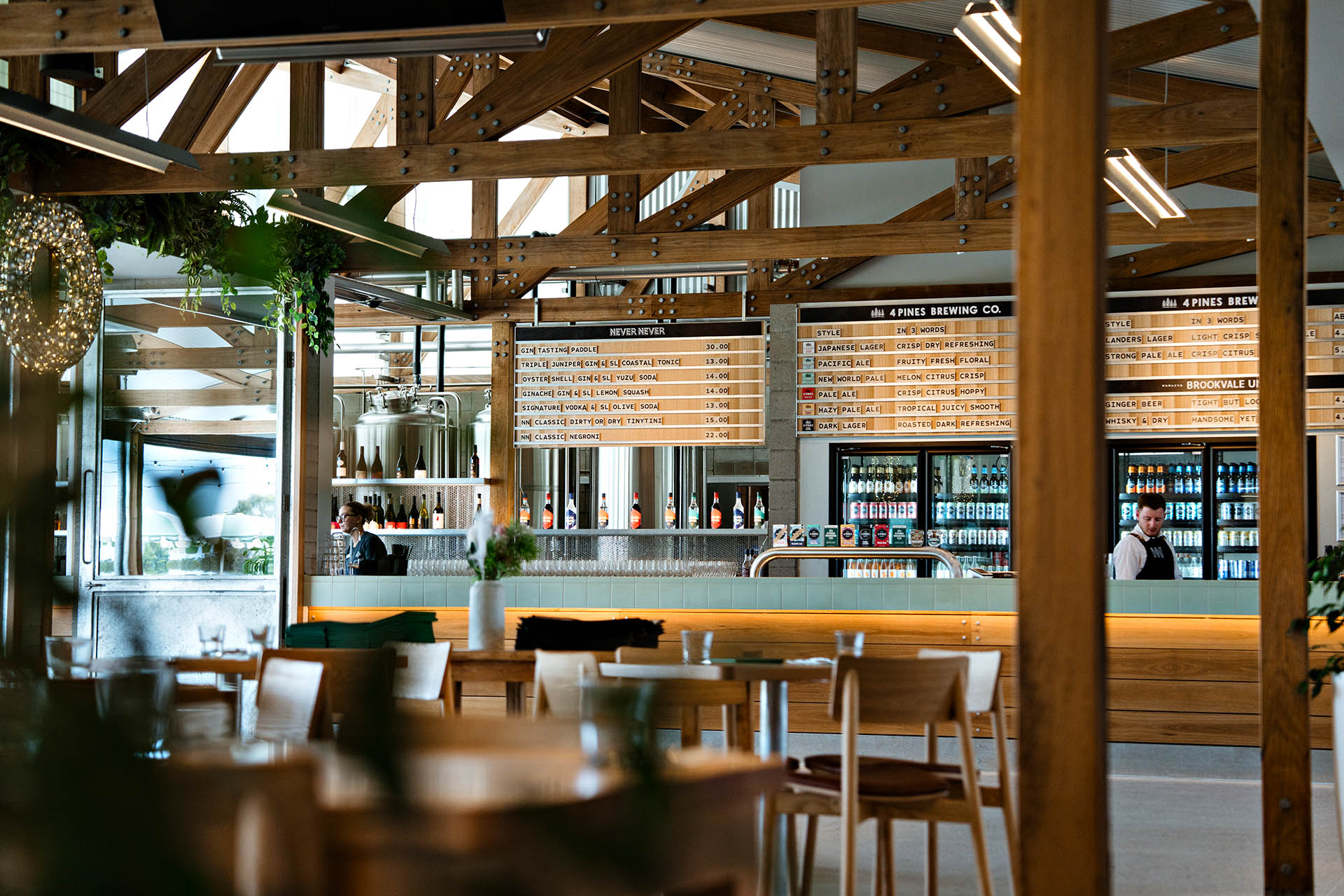 Interior of Landers Pocket in Brisbane, home to Never Never Distilling Co. and 4 Pines Brewing Co.