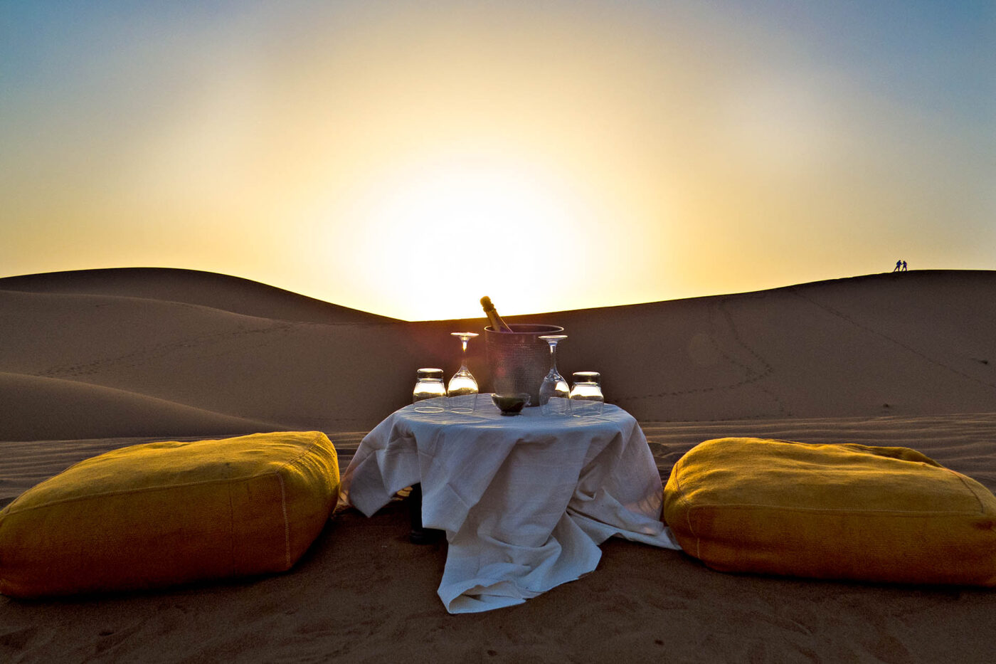 Sundowners set up at big dunes.