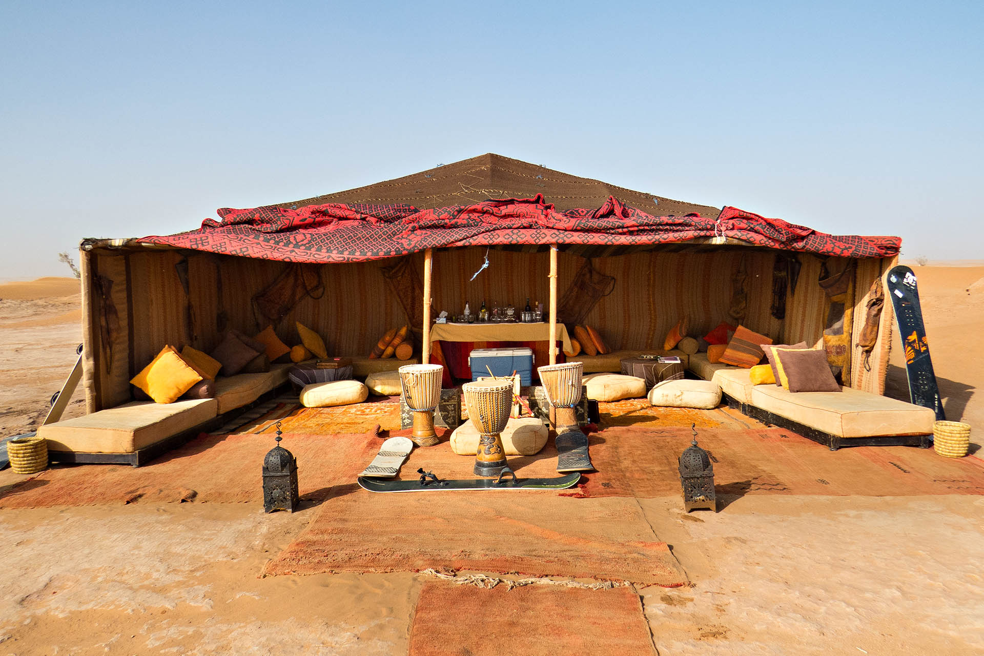 The communal lounge tent.