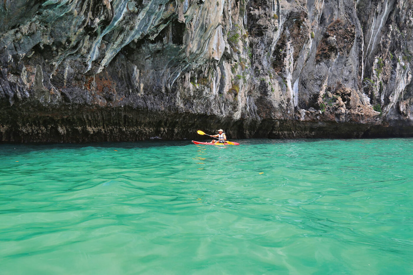 Paddling along the cliffs of Koh Mook.