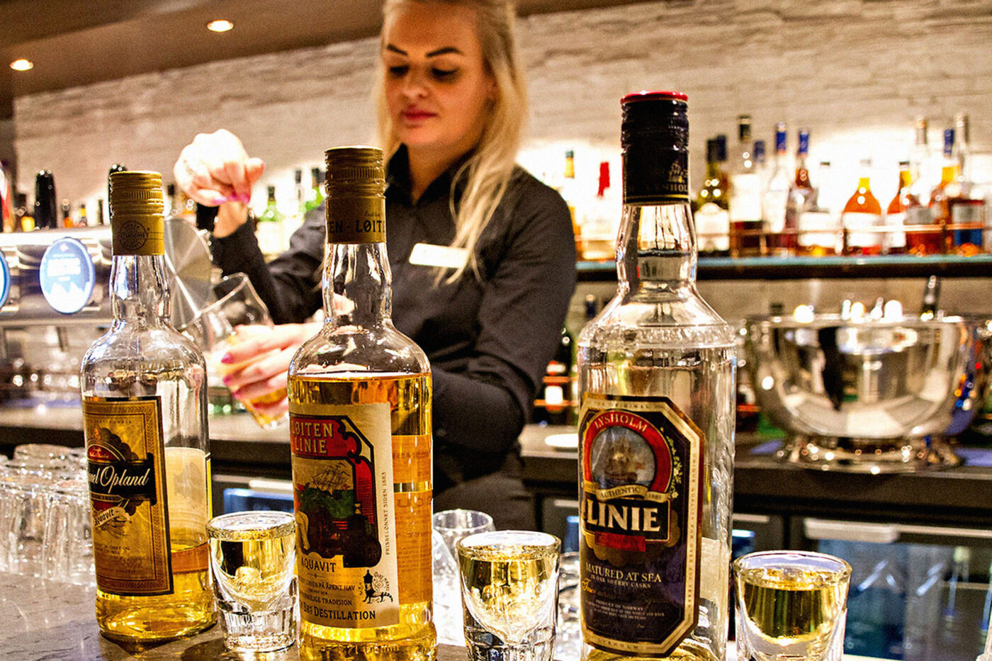 Aquavit tasting in the Explorer Lounge and Bar.