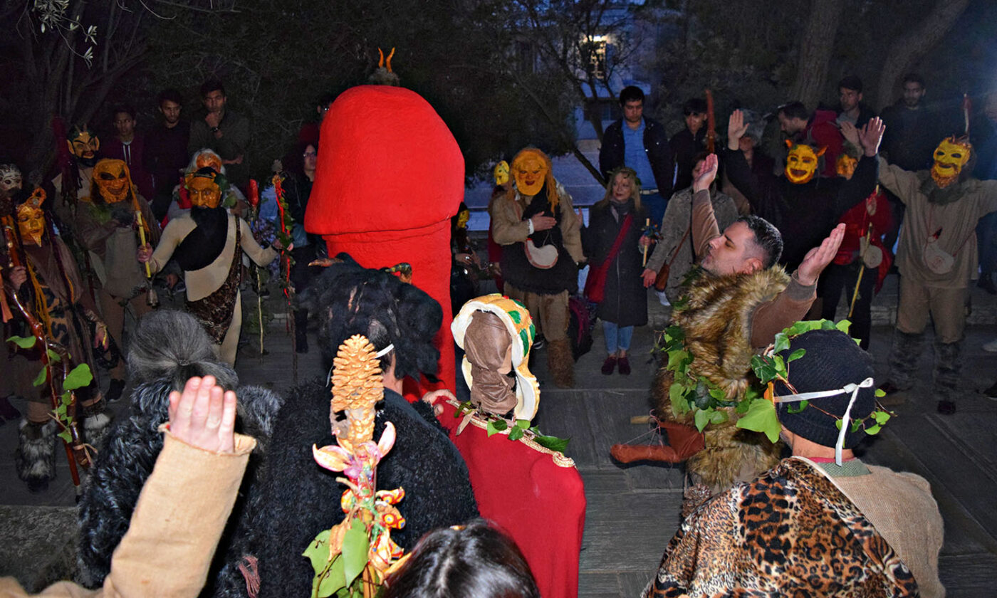 “Hail Bacchus.” A reveller chants to the symbol of fertility and vigour.