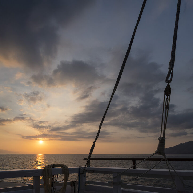 Sailing off into the sunset after an incredible journey.