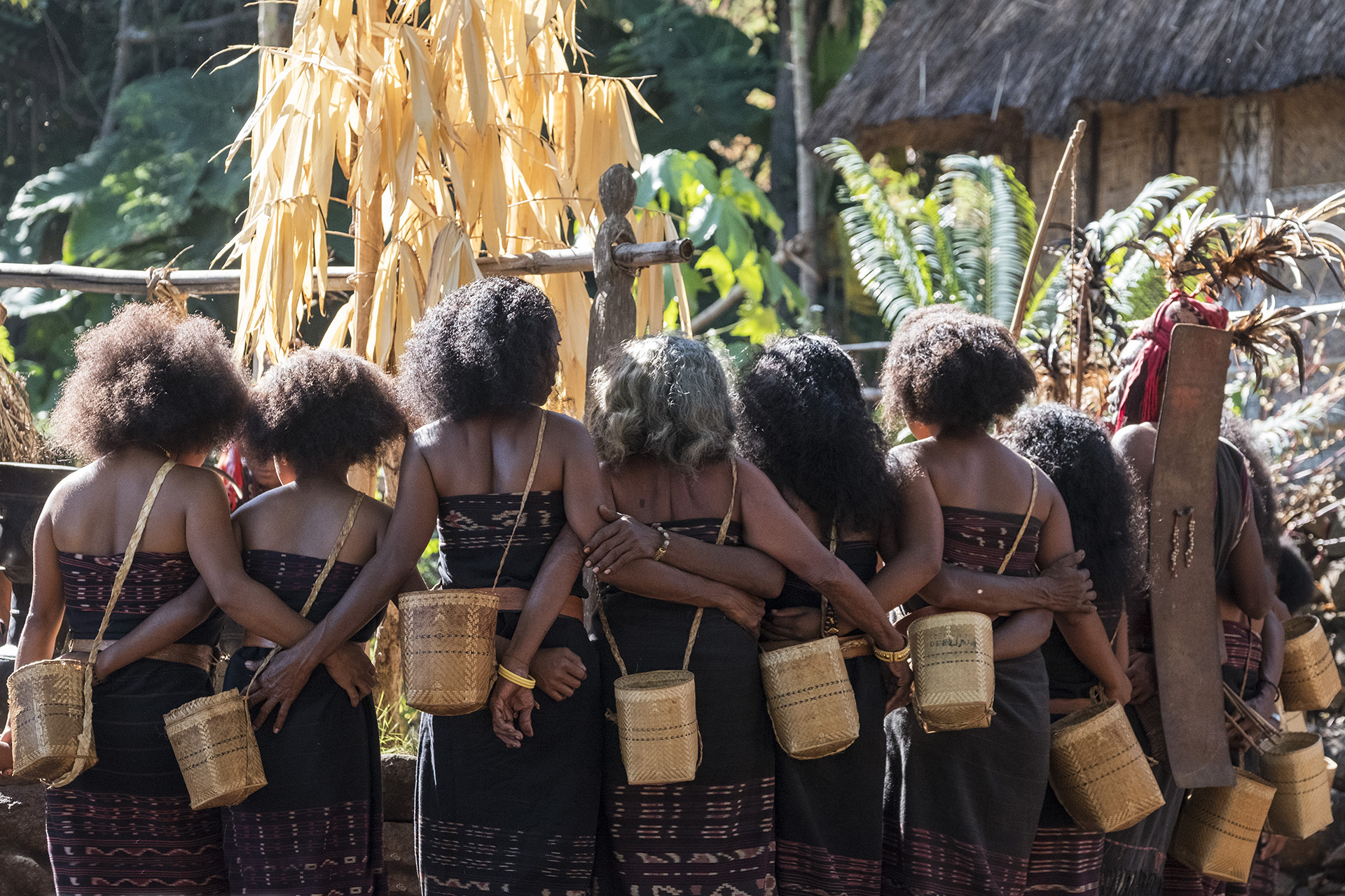Throughout tribal rituals, all generations of the Abui tribe join to stomp around a mesbah – the all-important altar and meeting place in Alor village.