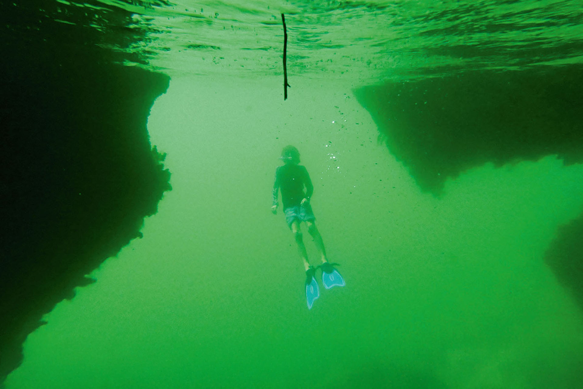 Snorkeling the cave at the Passage.