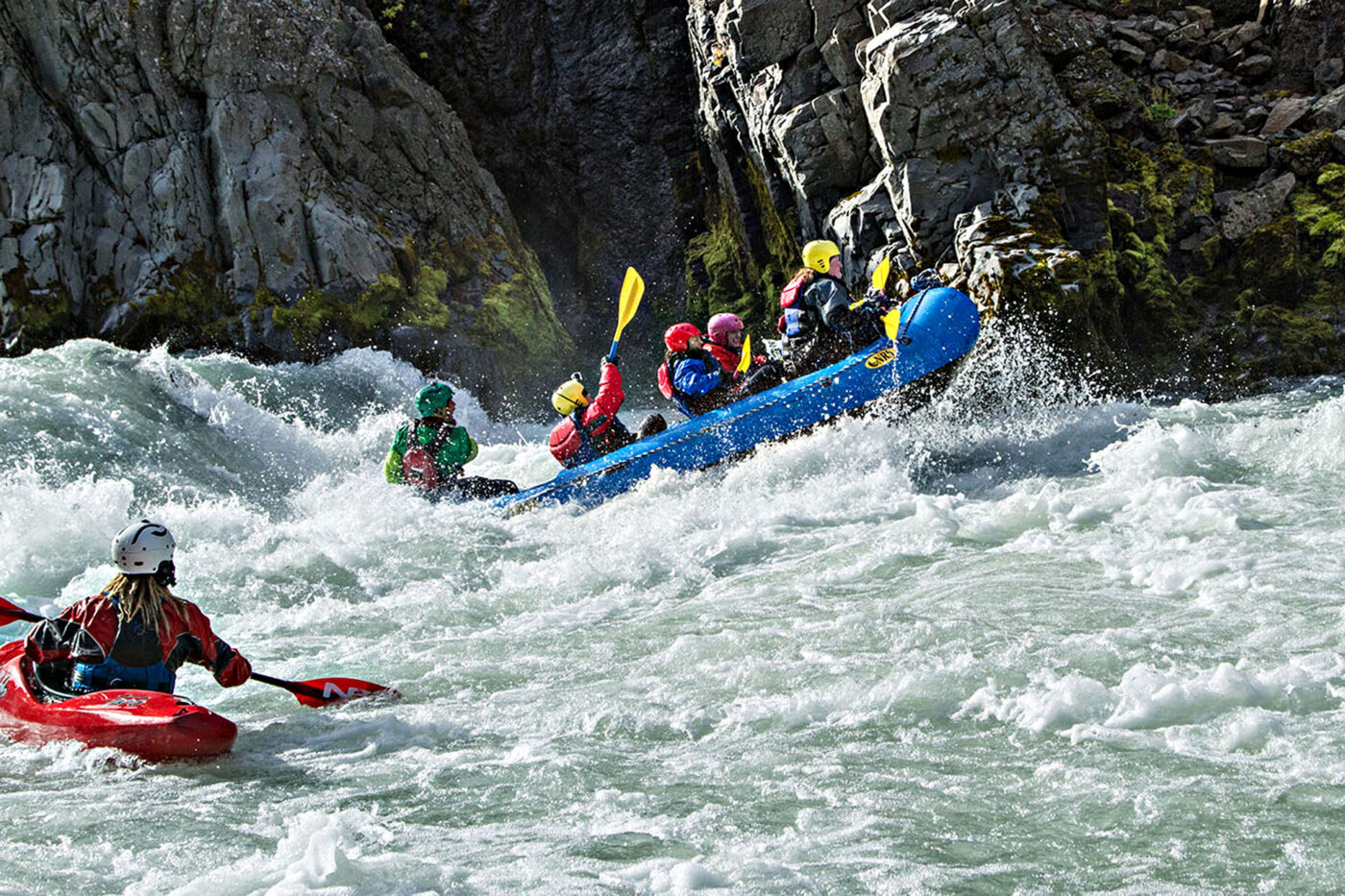 Bouncing through the white water.
