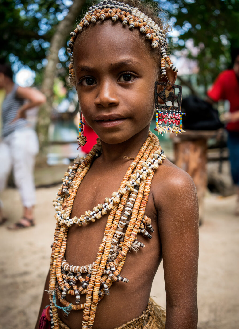 Covered head to toe in beautiful beads.