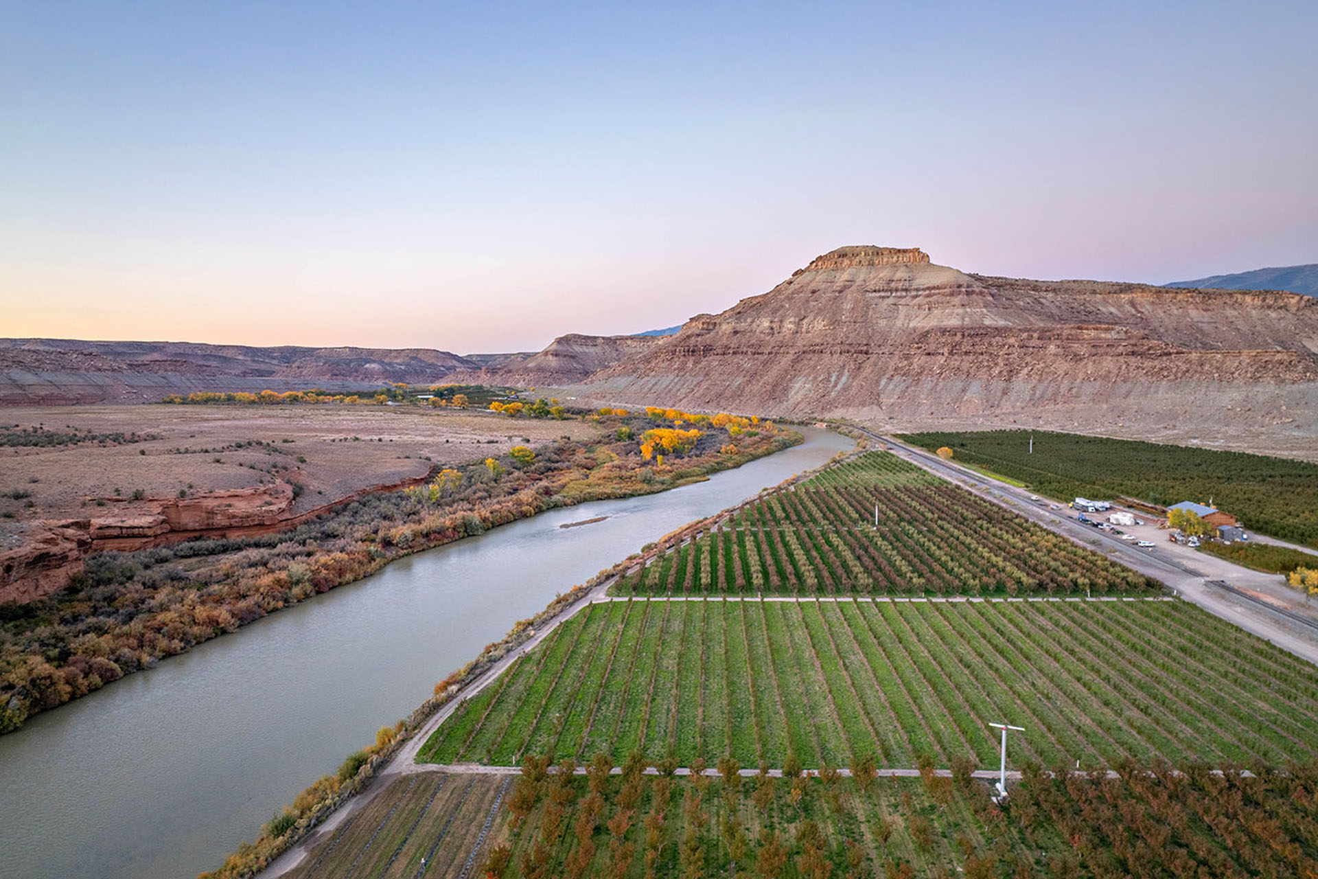 Honey Rock Landing orchard beside the Gunnison River in Colorado.