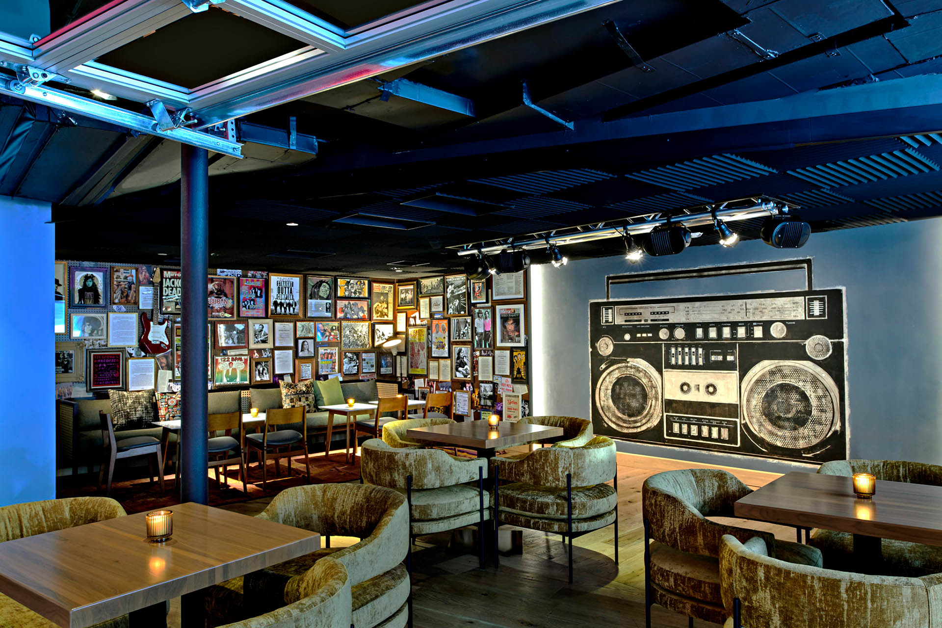 Music-themed interior at Hotel Ziggy in West Hollywood.