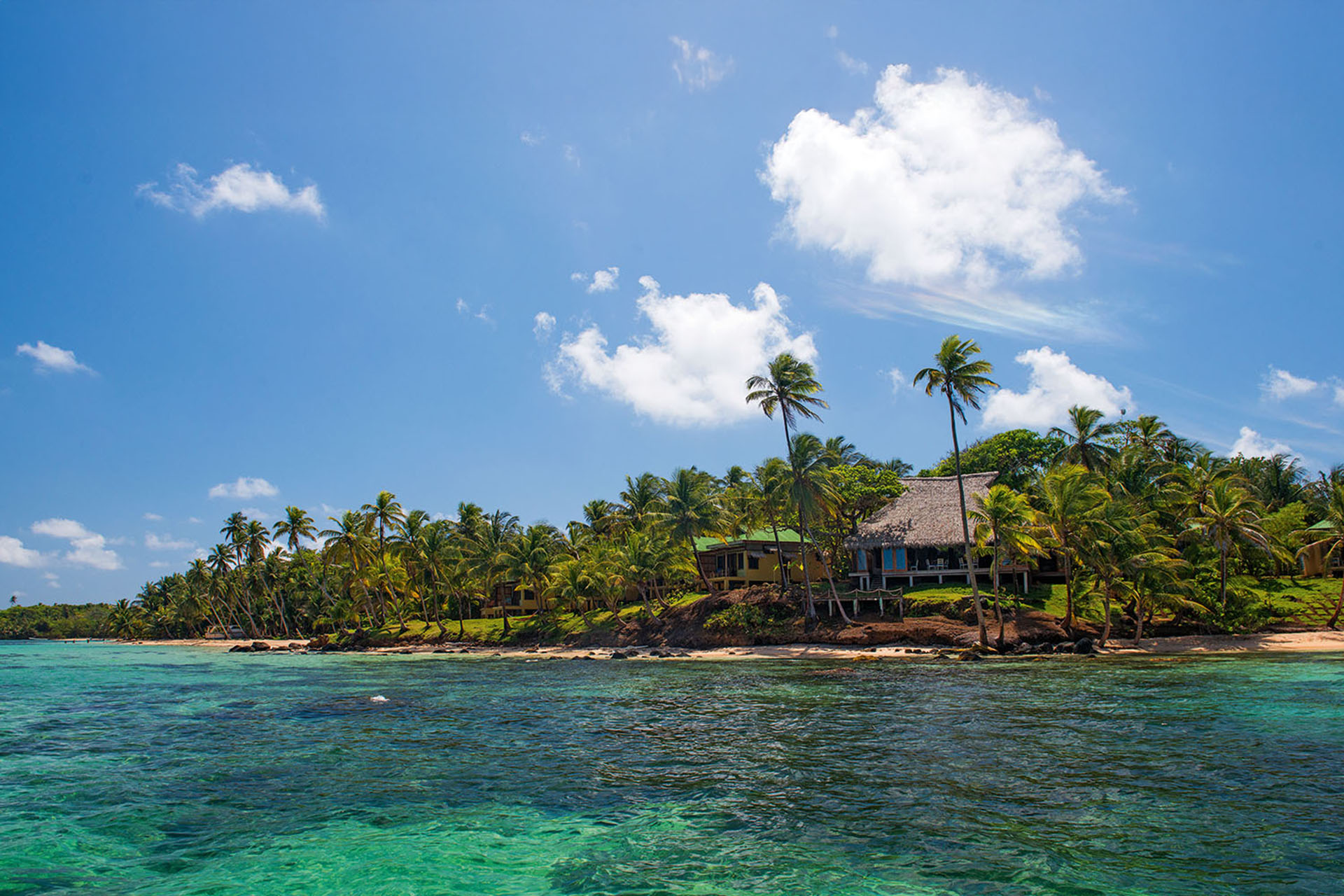 The view on approach to Little Corn Island’s Yemaya Island Hideaway, on the ferry from Big Corn.