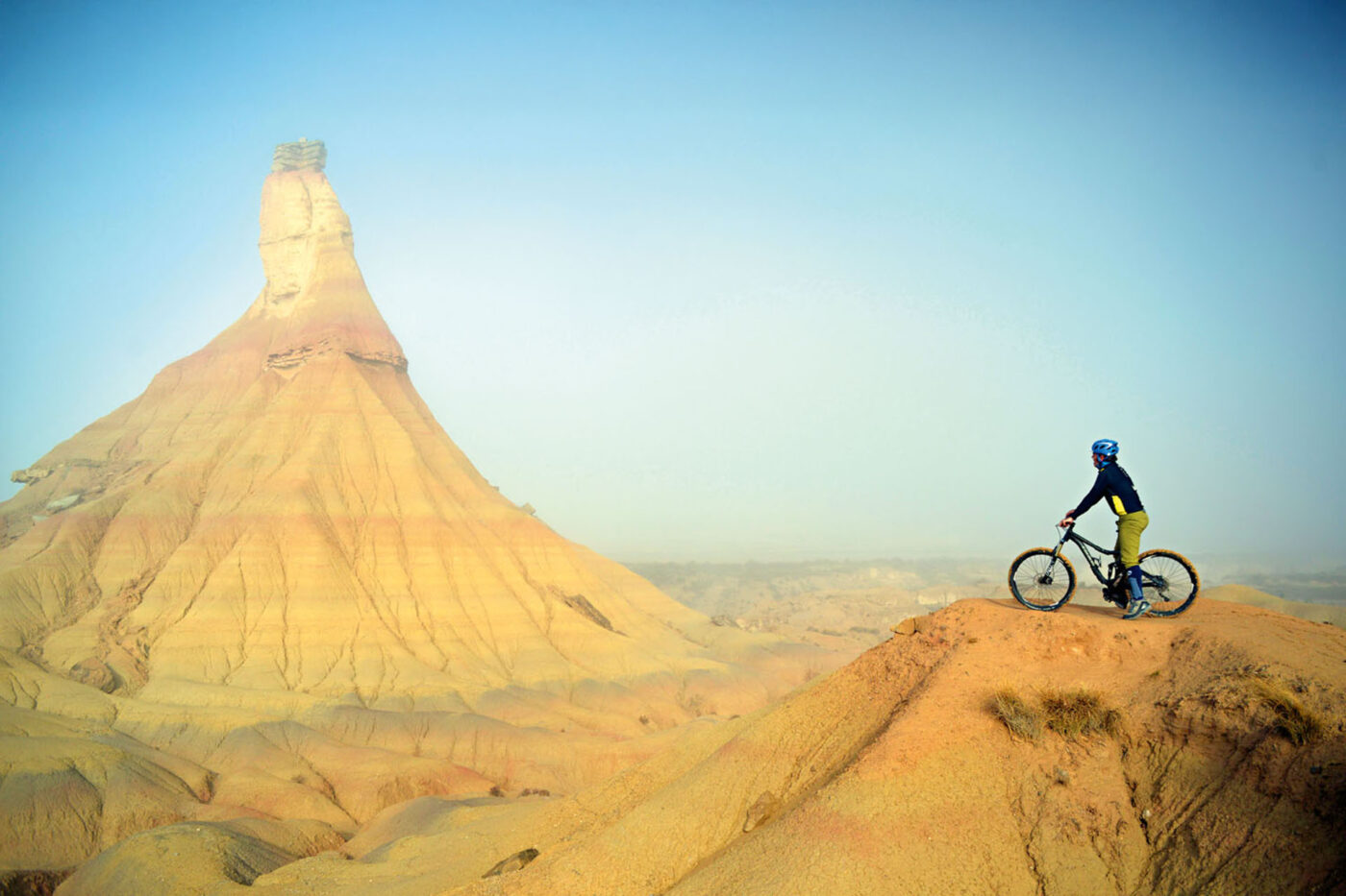 The Cabezo de Castildetierra rock formation punctuates Bardenas Reales with its fairytale-like spire.