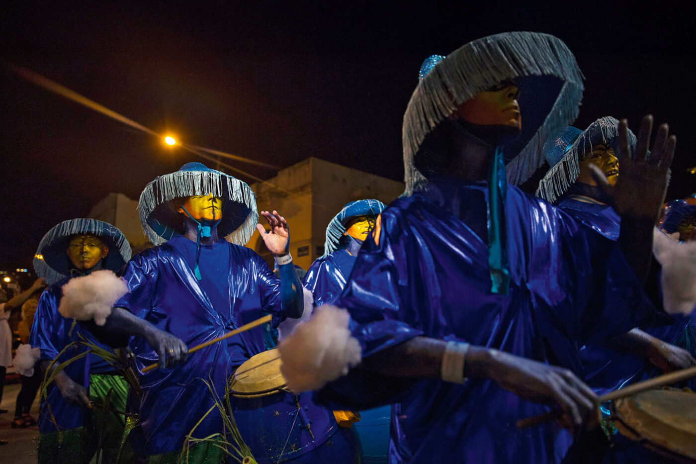 Comparsa Timba leads the first night of the Desfile de Llamadas parade in Montevideo, Uruguay.
