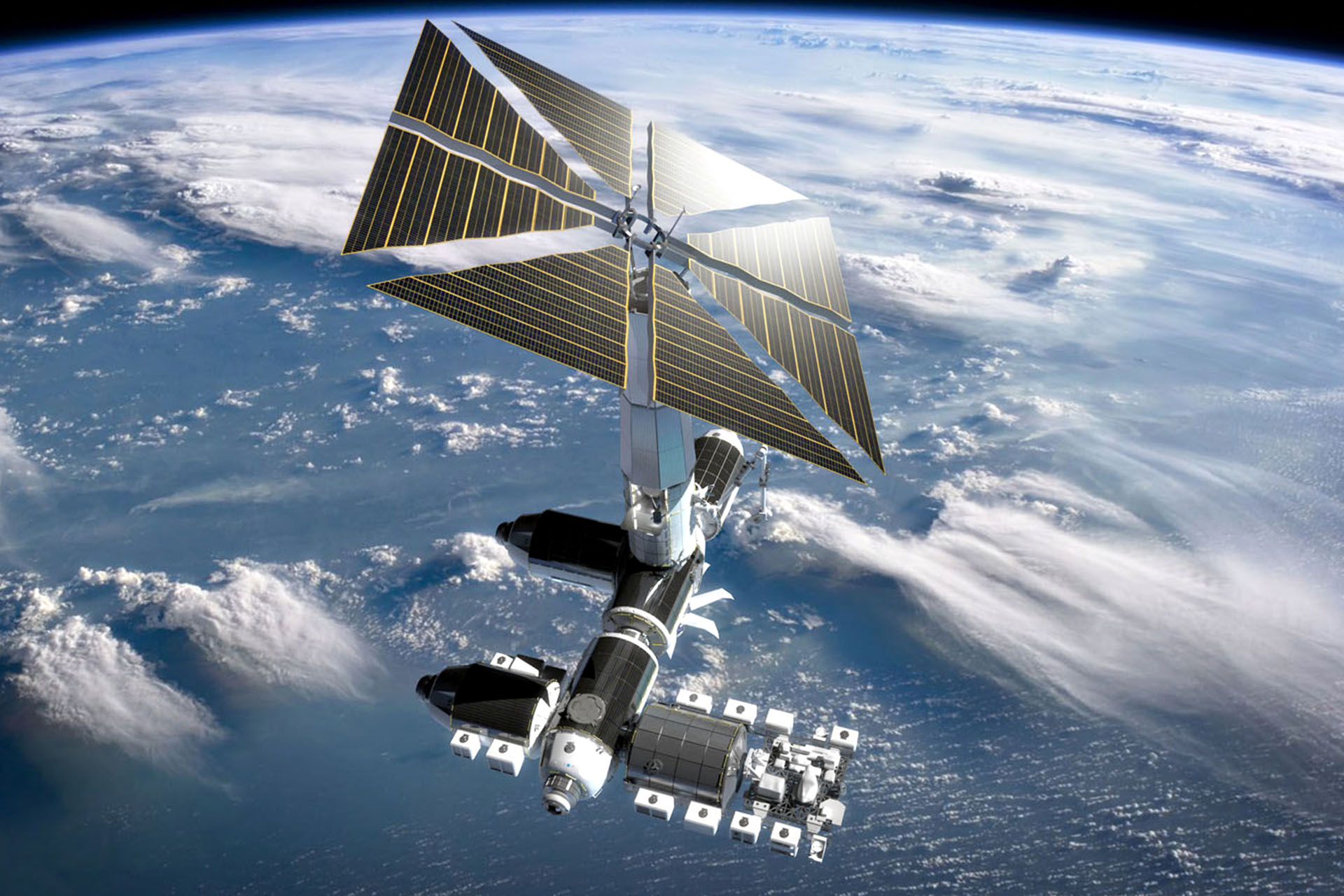 A satellite in space over the Earth.