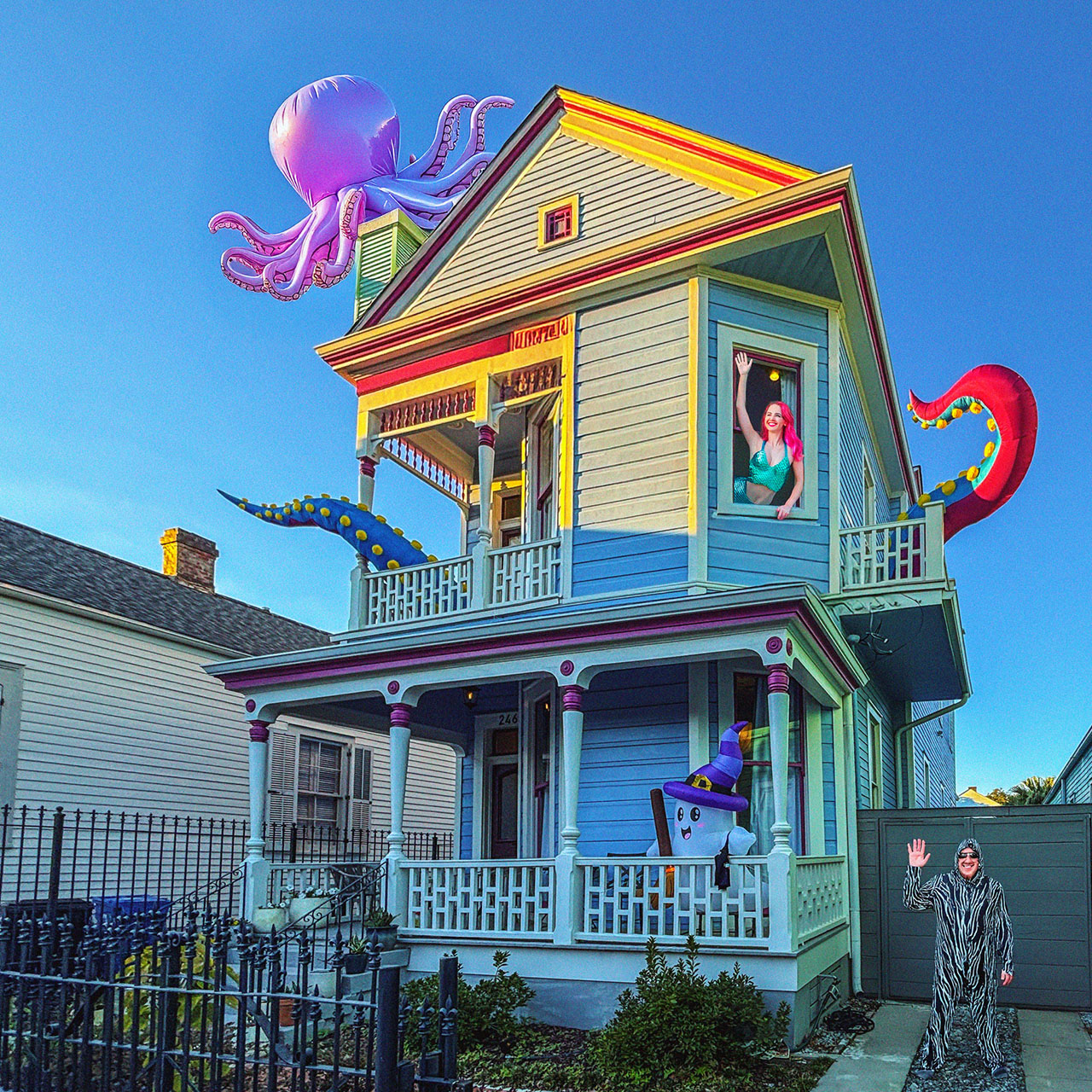 Even houses get into the spooky spirit.