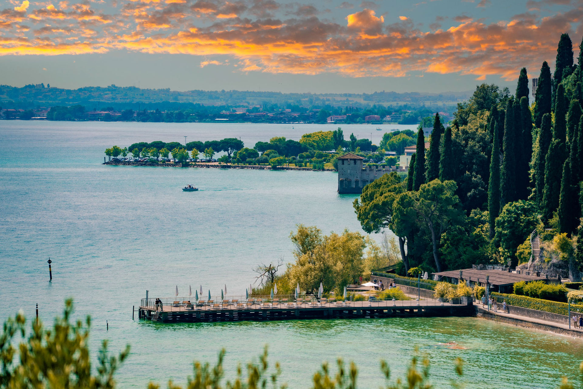 Colours to inspire a painters palette, as the sun sets over Lake Garda.